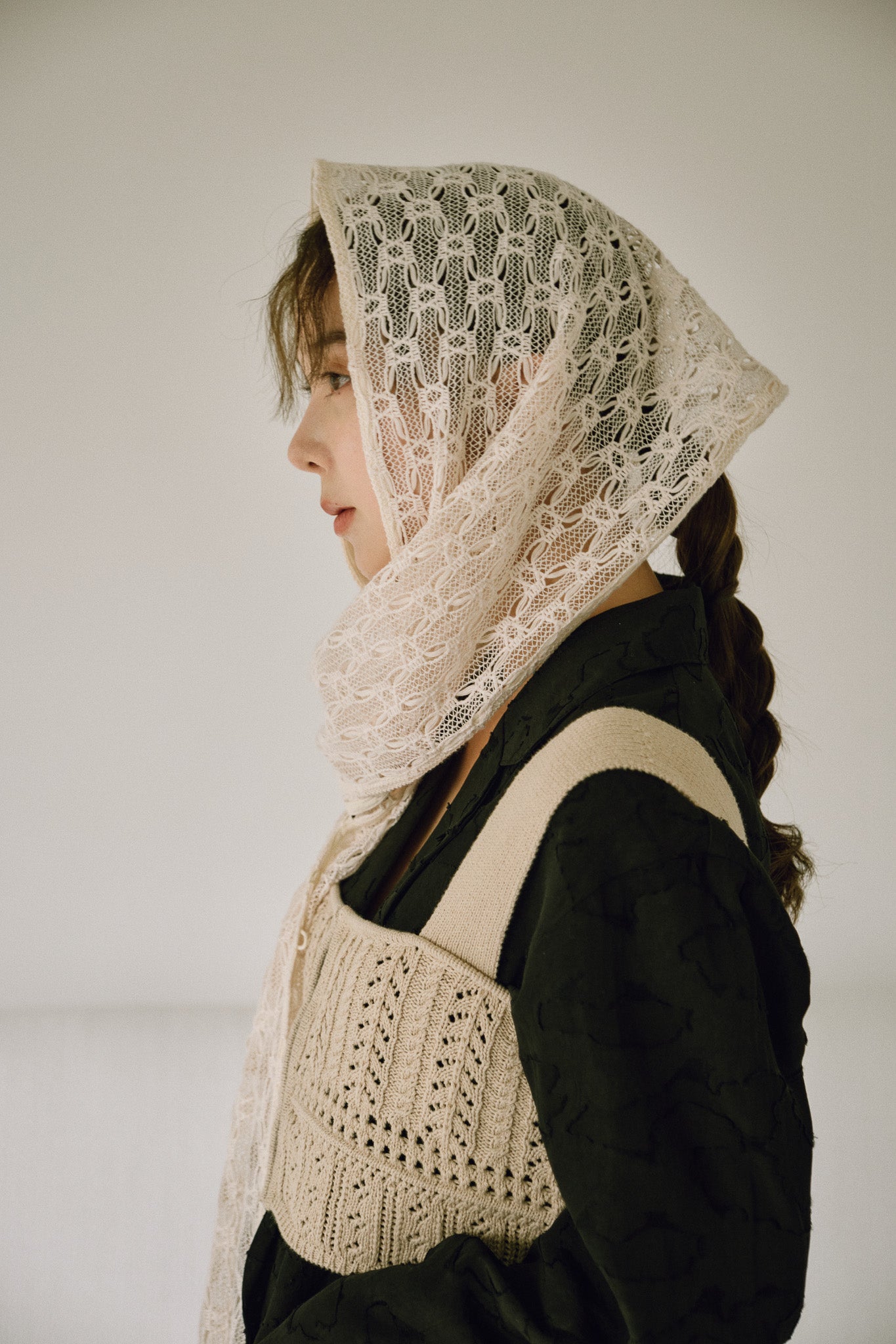 Alumueaphi scarf motif knit skirt アイボリー