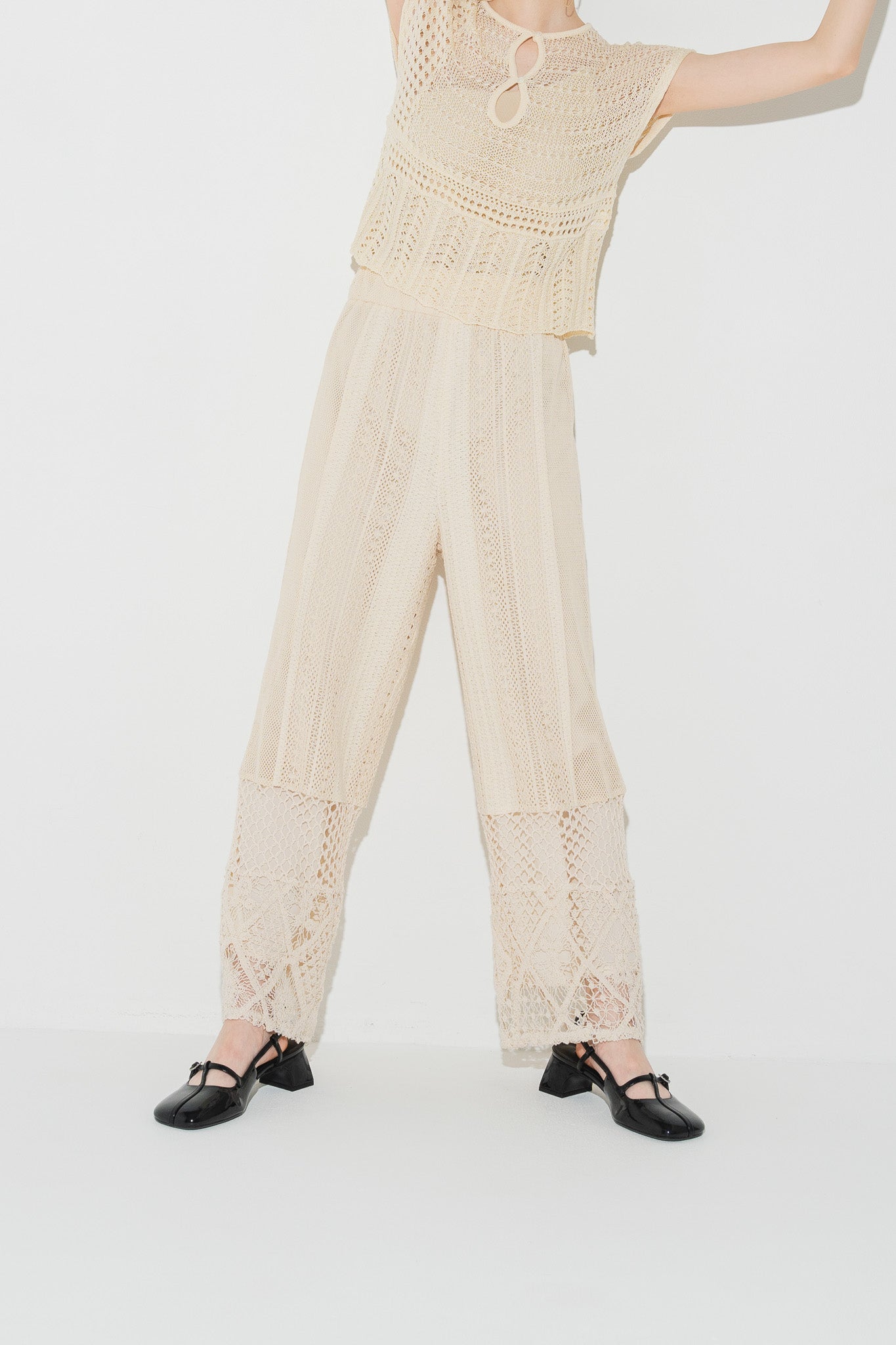 cotton lace patchwork pants