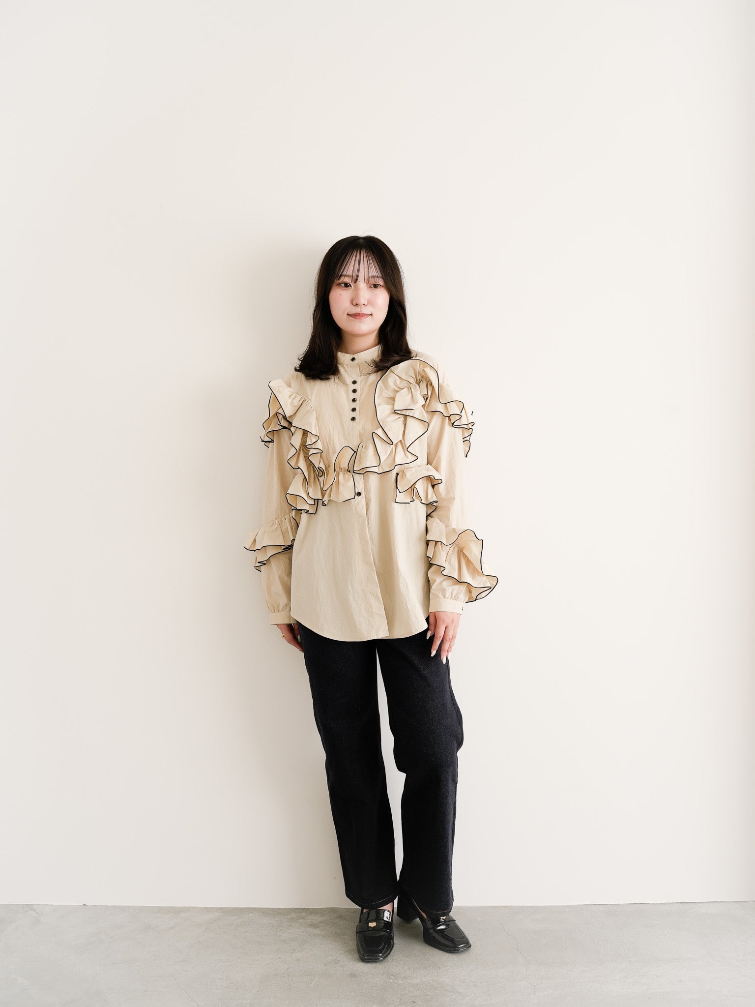 トップス eaphi FEELING FRILLS BUSTIER FEELING FRILLS BLOUSE