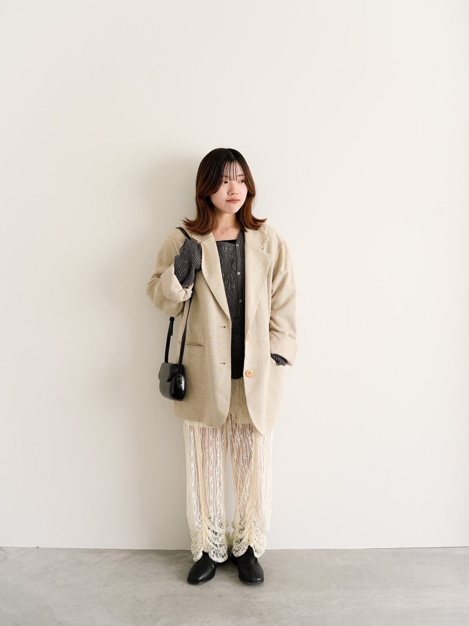 WAVE TUCK ASYMMETRY GLITTER CARDIGAN