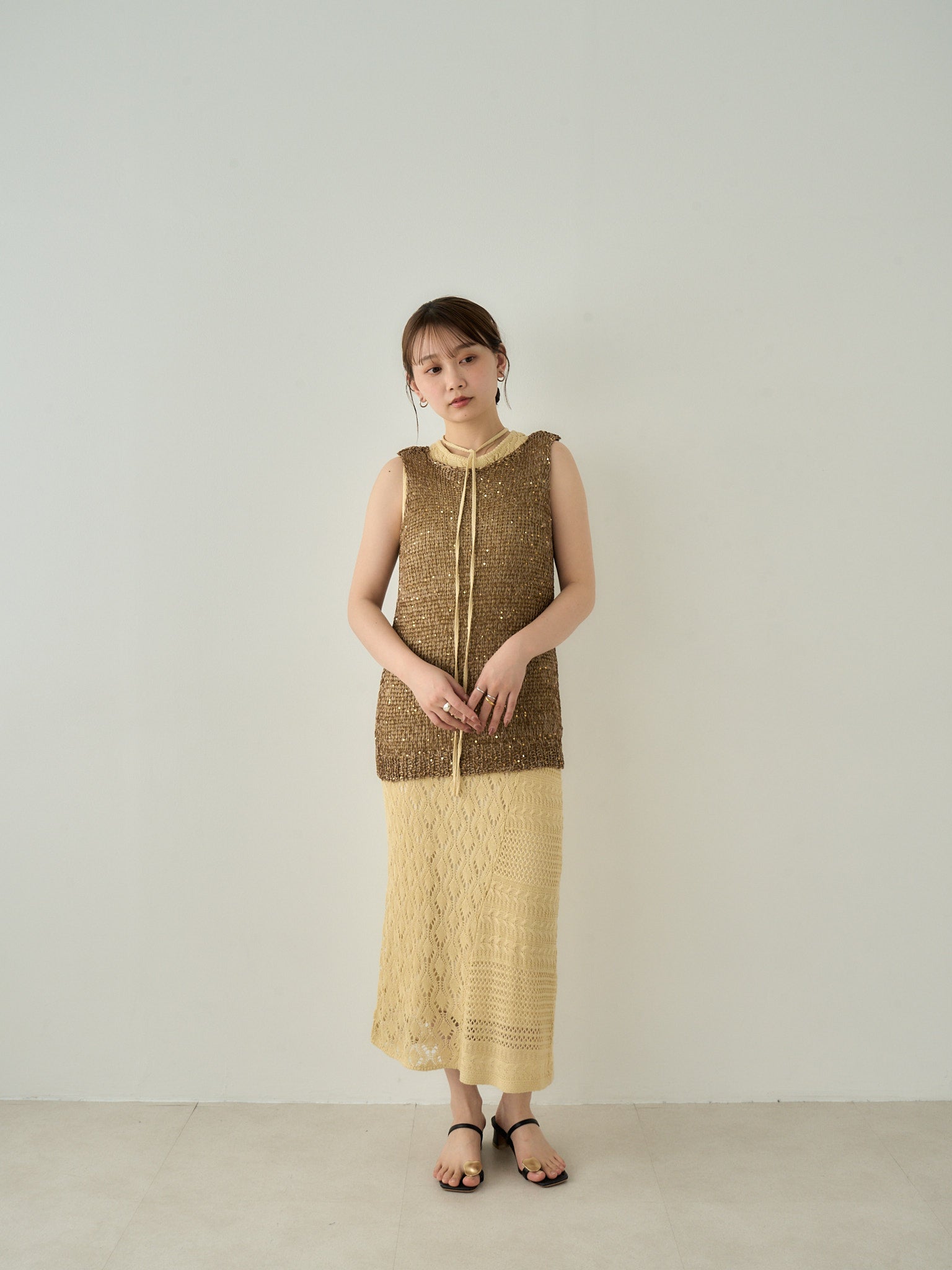 トップス Eaphi SPANGLE KNIT SLEEVELESS TOPS SPANGLE KNIT SLEEVELESS TOPS