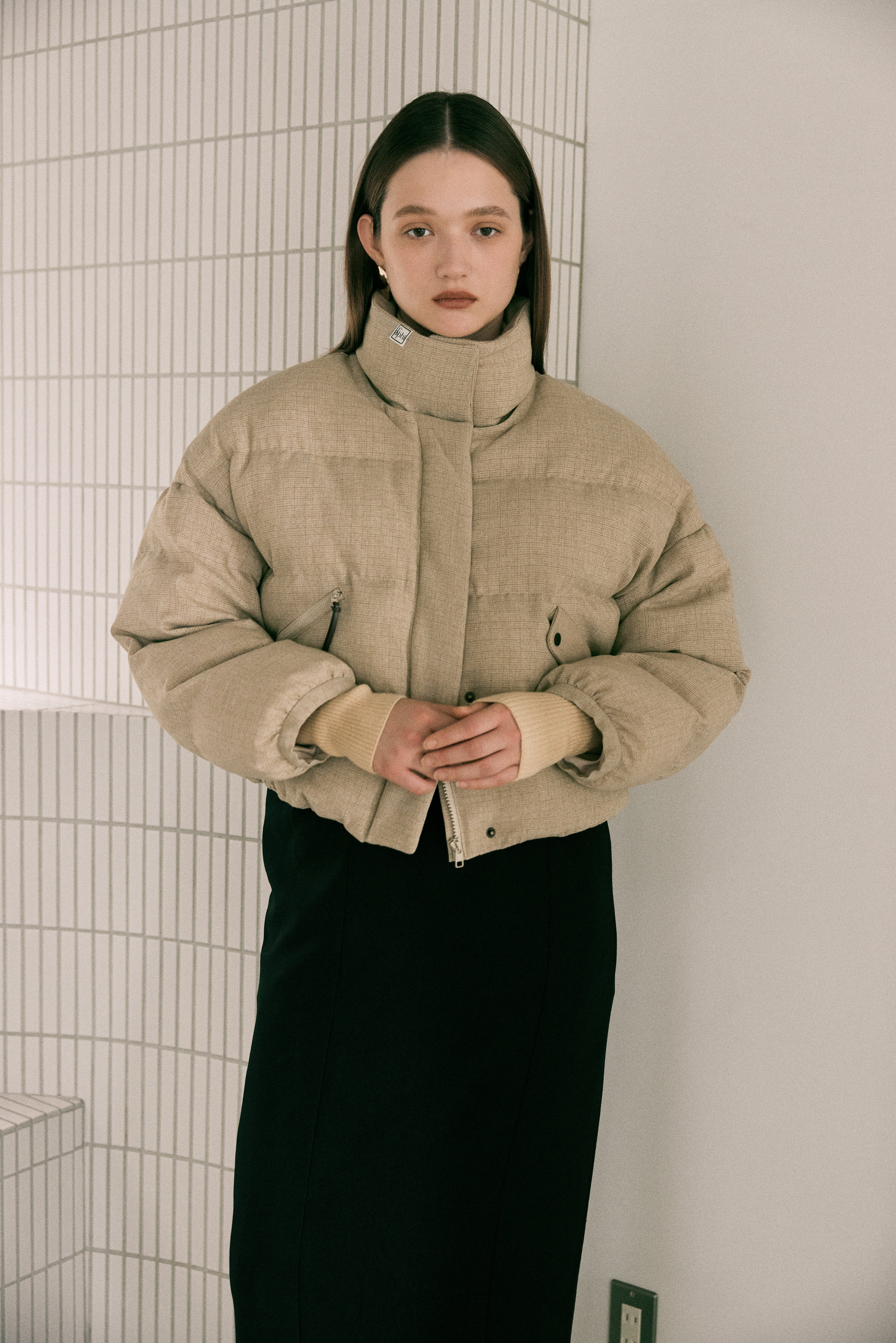 CHECK PATTERN PUFFER JACKET