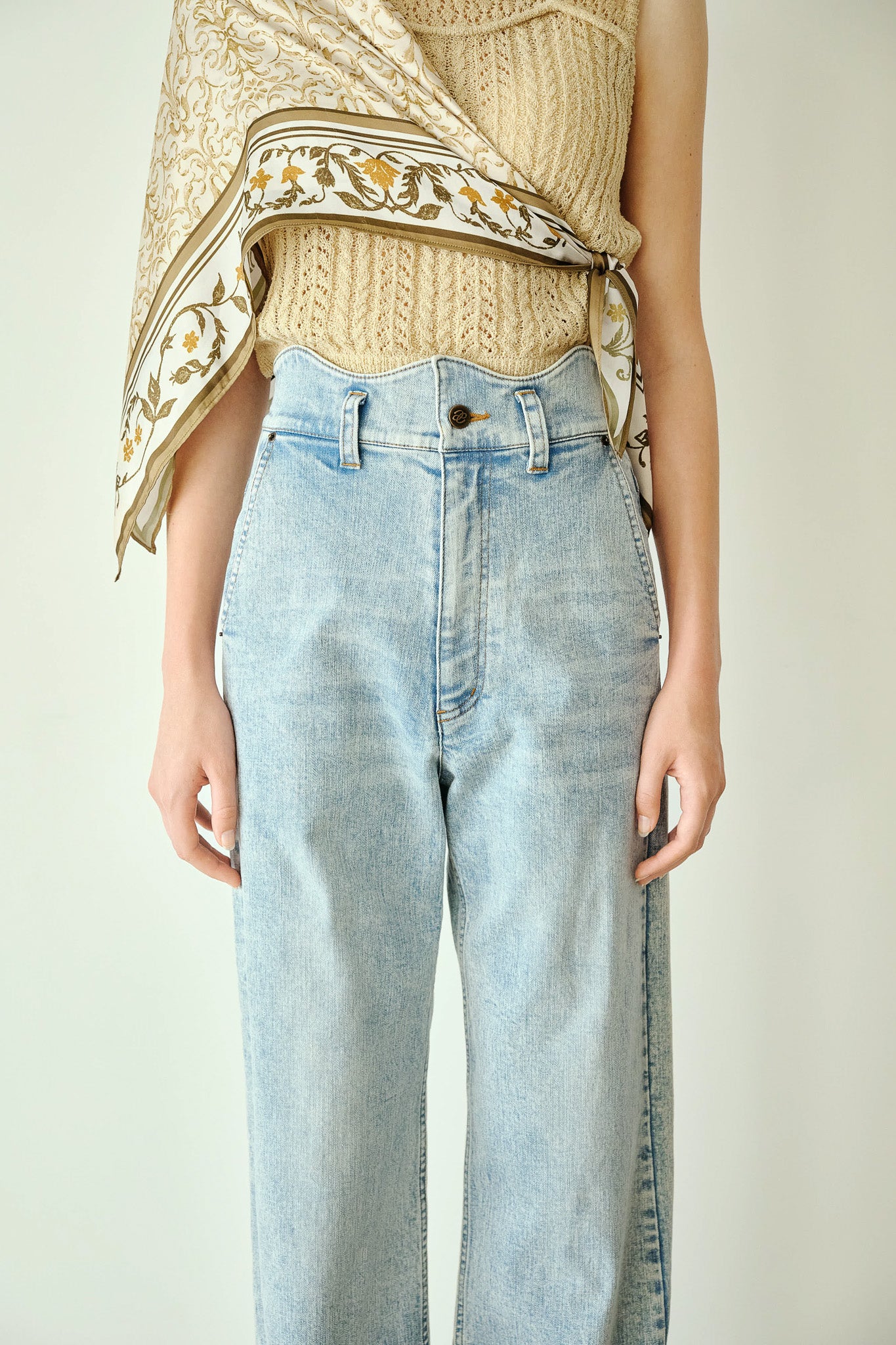 WAVE DESIGN HIGH WAIST DENIM
