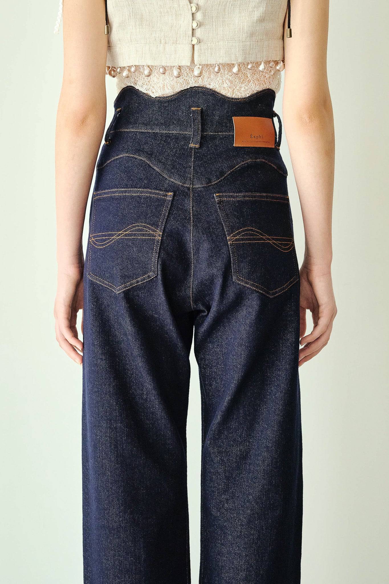 WAVE DESIGN HIGH WAIST DENIM