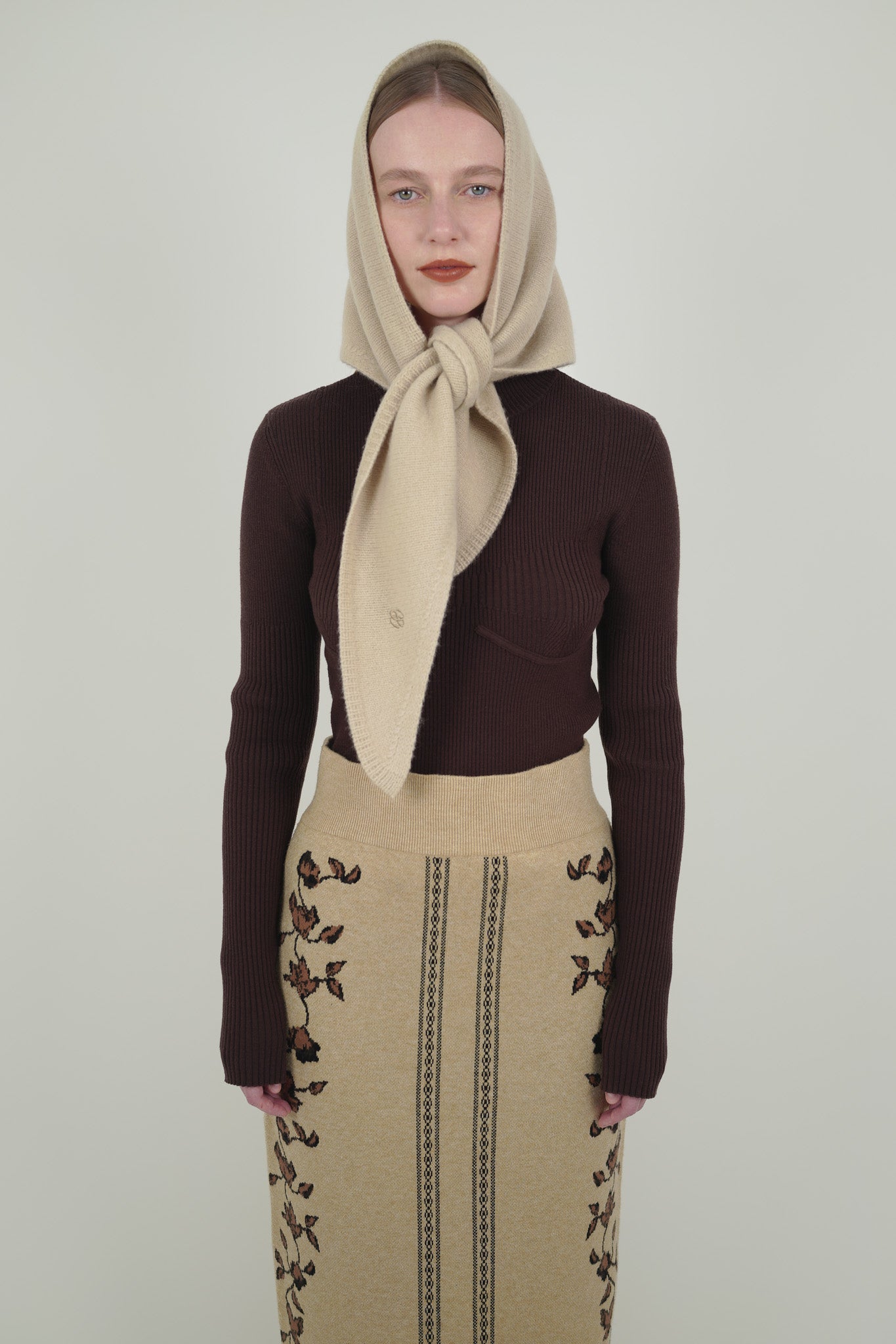 BUSTIER LINE RIB KNIT 【brown collection】