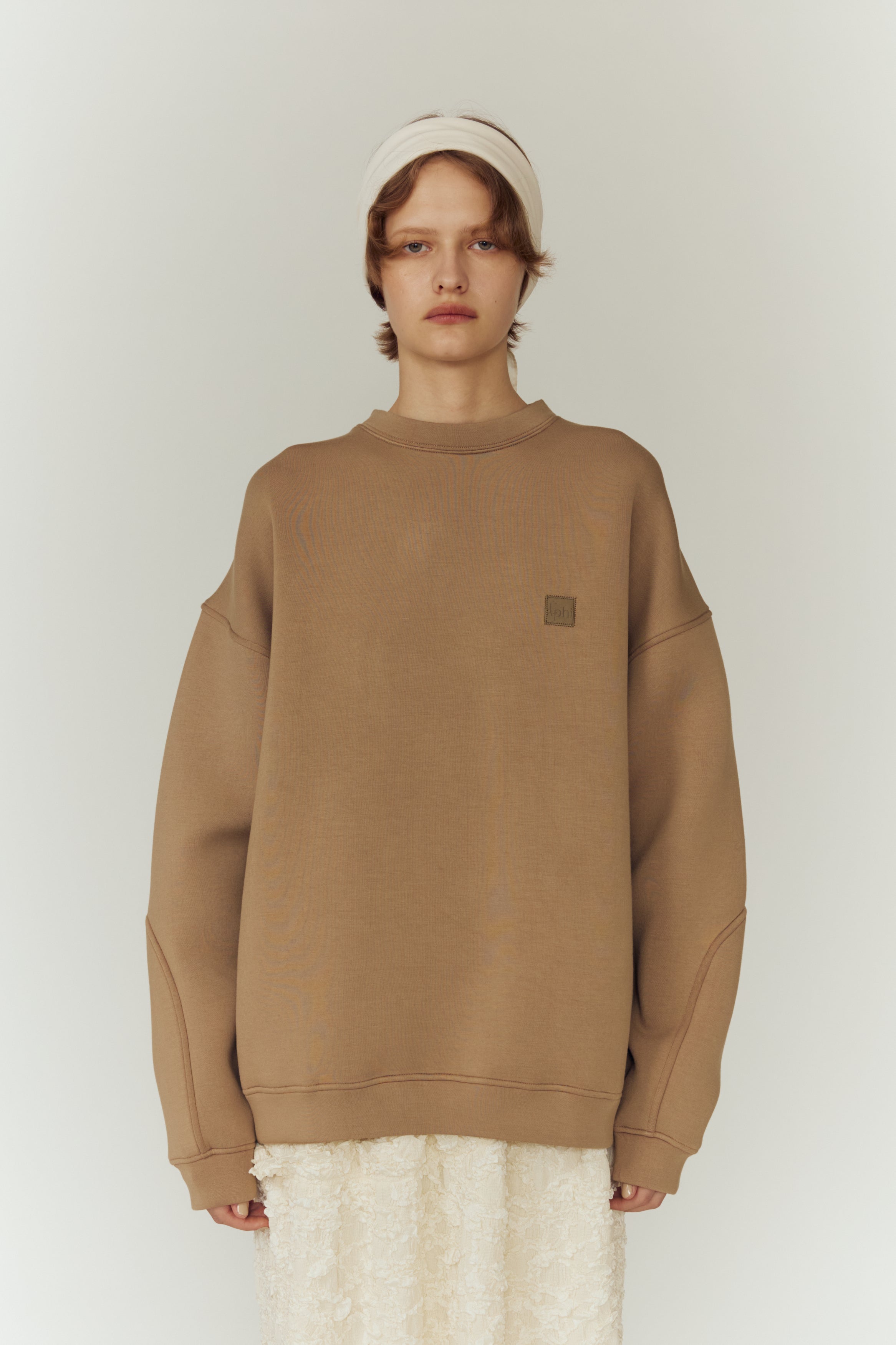 トップス 2025AW Eaphi LEATHER PATCH SWEATSHIRT LEATHER PATCH SWEATSHIRT