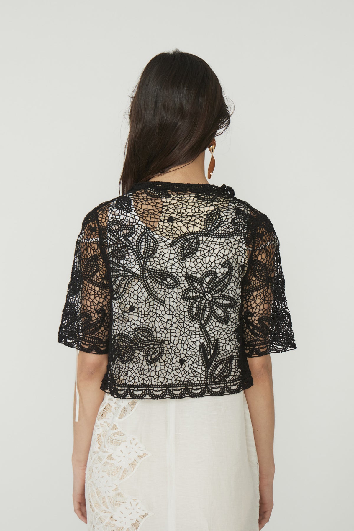 HALF SLEEVE EMBROIDERY LACE BLOUSE【STORE限定】