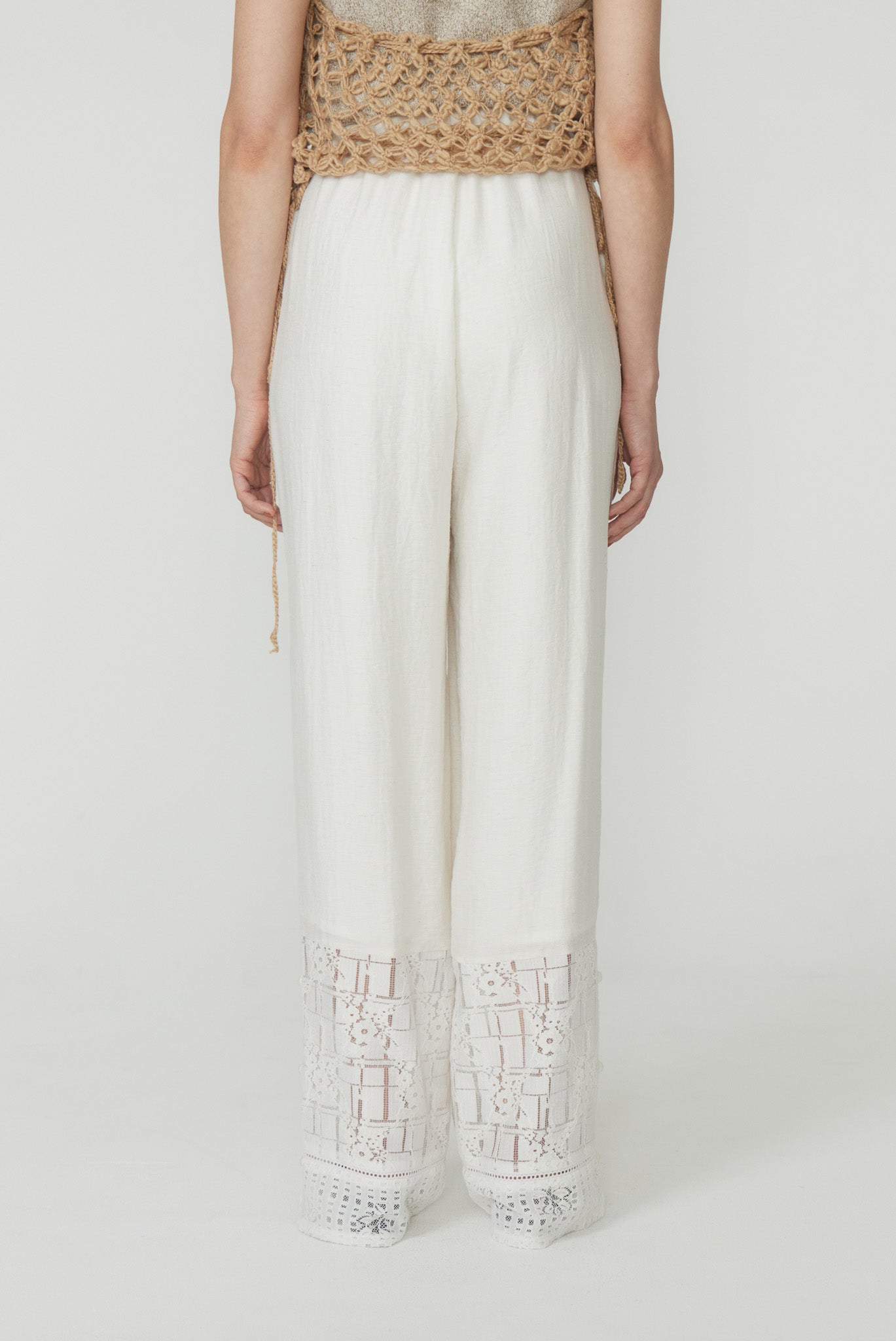 アメリカ通販ファッション SWITCHING LACE PANTS BUTTON HEM パンツ