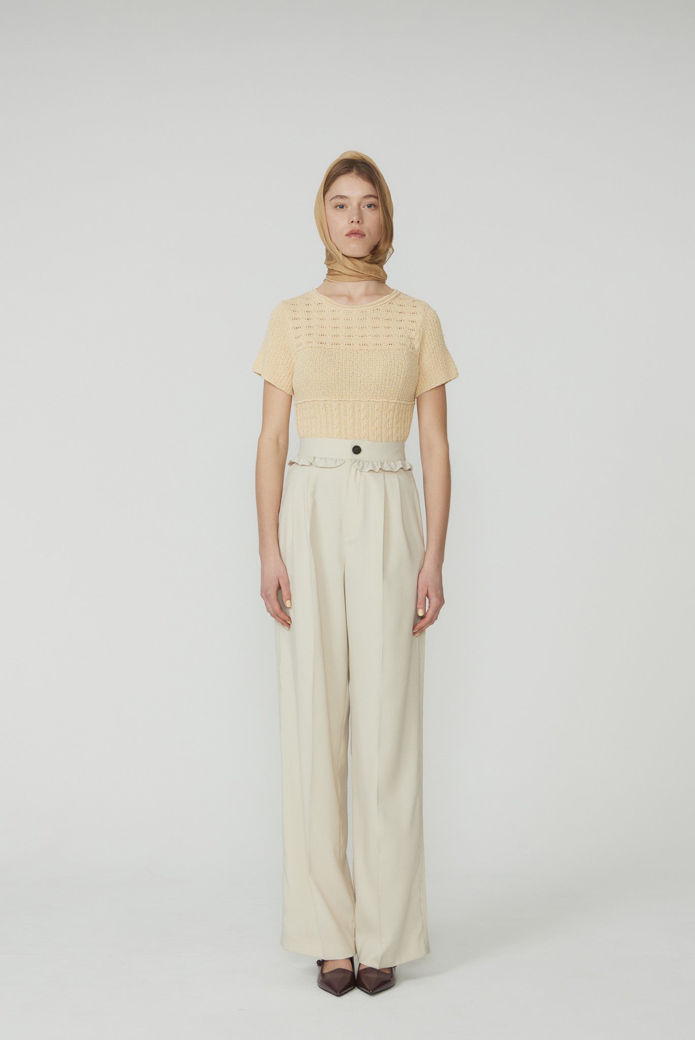 SWITCHING FABRIC KNIT TOP【POPUP先行】