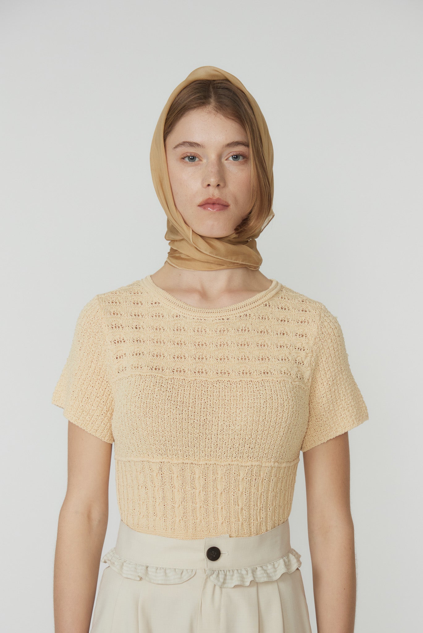 SWITCHING FABRIC KNIT TOP【POPUP先行】