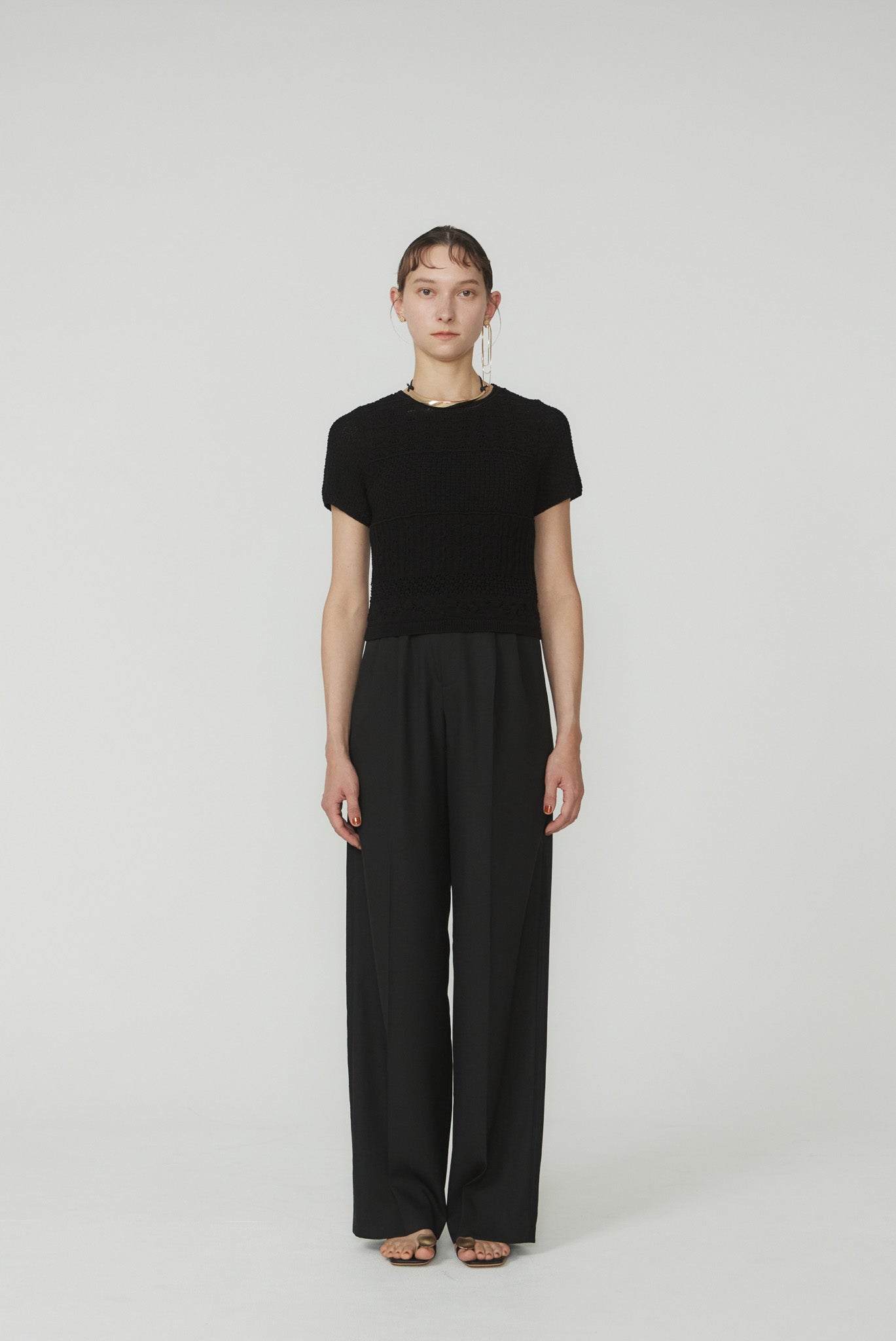 SWITCHING FABRIC KNIT TOP【POPUP先行】