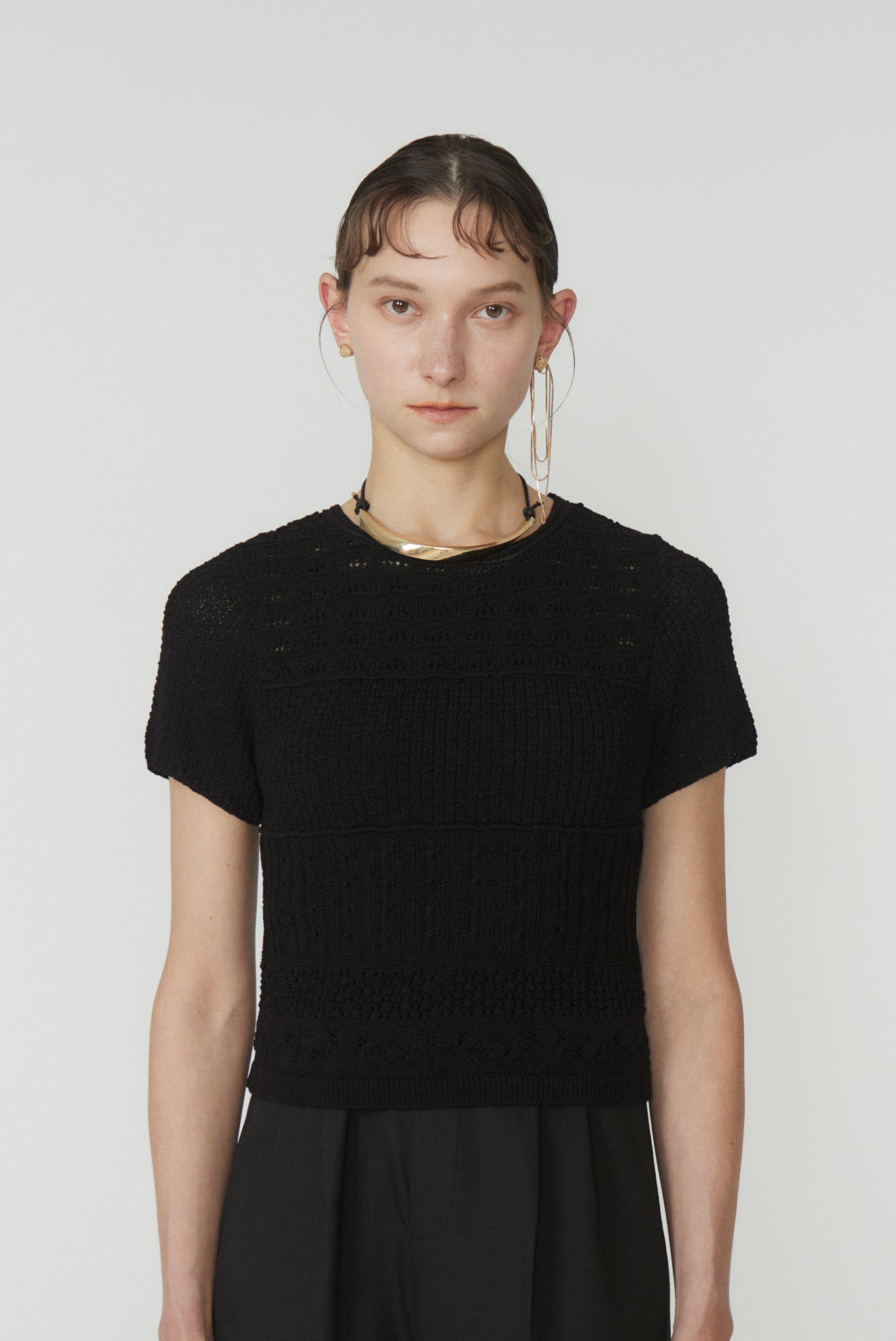 SWITCHING FABRIC KNIT TOP【POPUP先行】