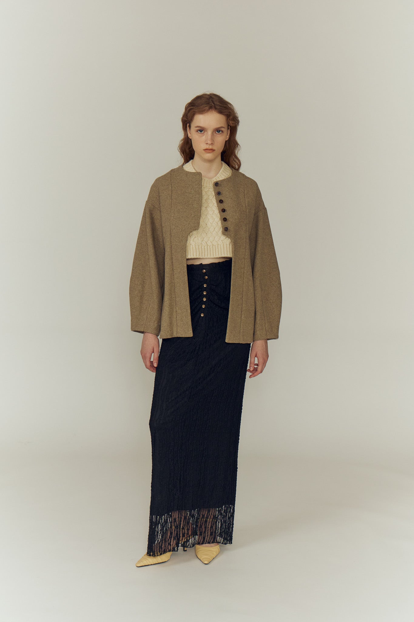 ジャケット・アウター Eaphi CURVE CUT LINE JACKET / brown CURVE CUT LINE JACKET