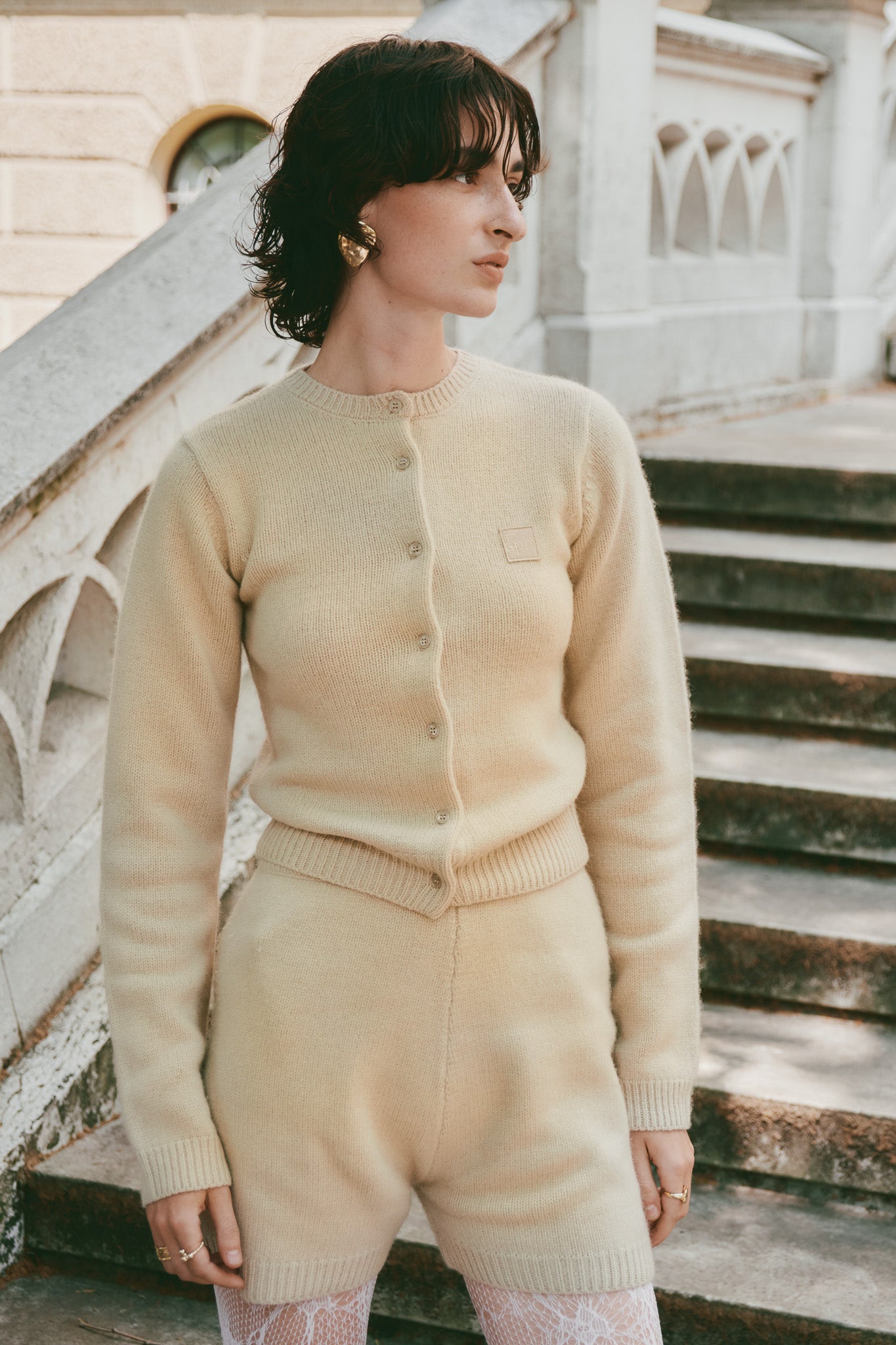 トップス 2025AW WOOL KNIT LOGO CARDIGN eaphi WOOL KNIT LOGO CARDIGAN