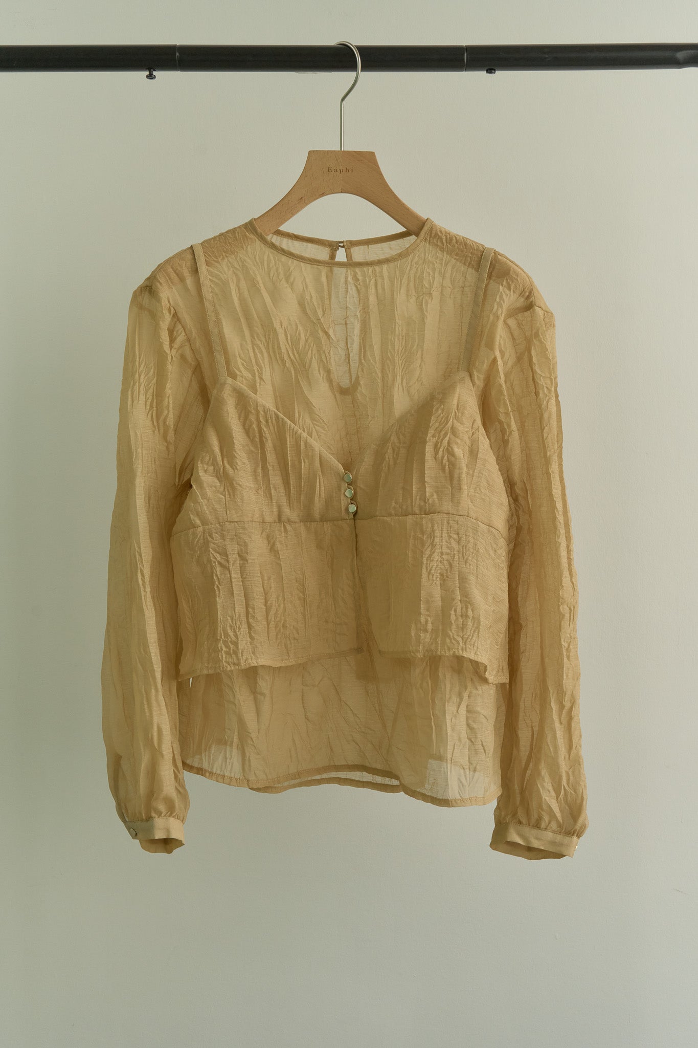 【Eaphi】sheer washer blouse \u0026 bustier
