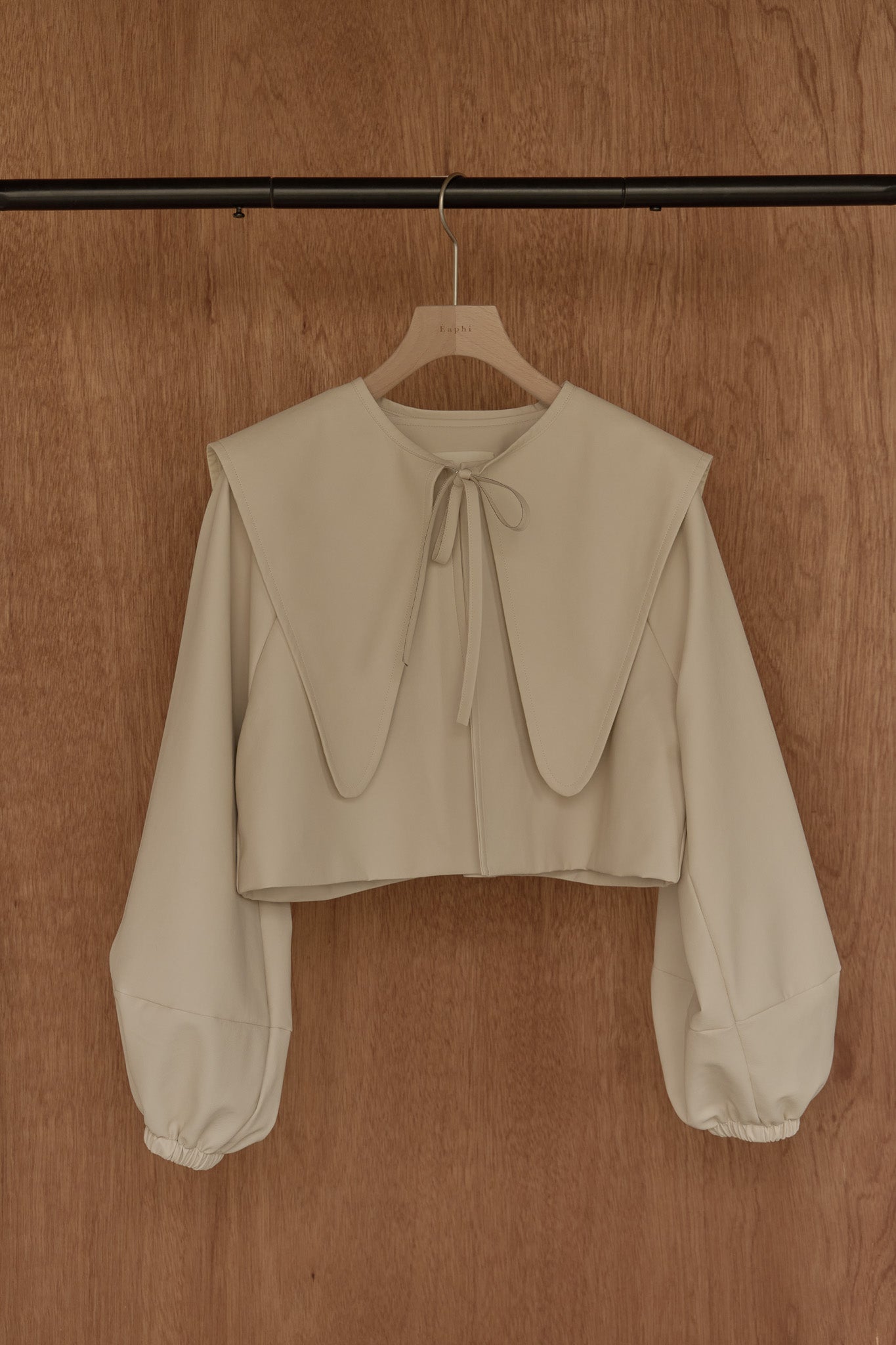 【Eaphi】big collar leather short jacket