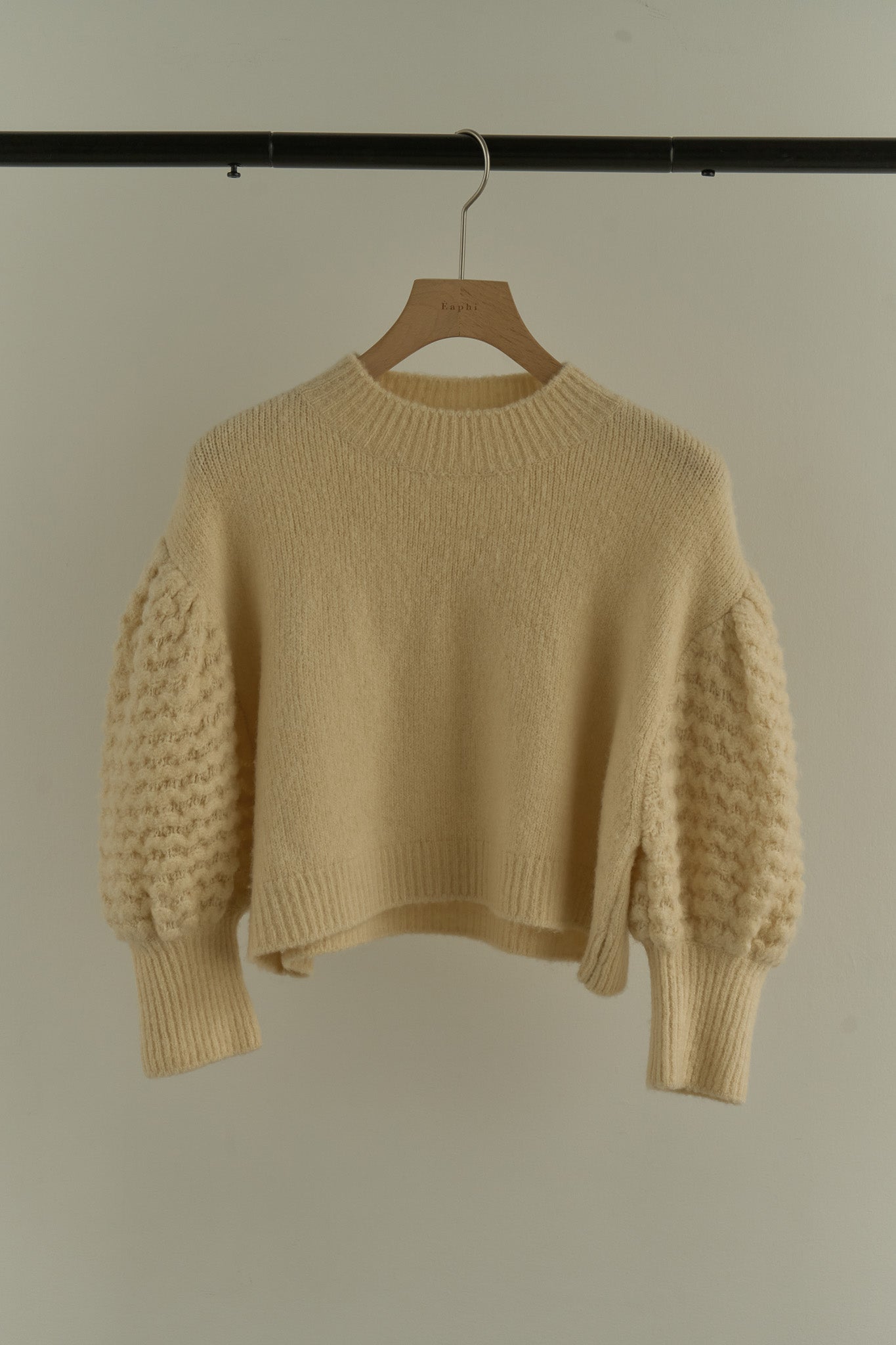 Eaphi design sleeve volume knit·ivory-