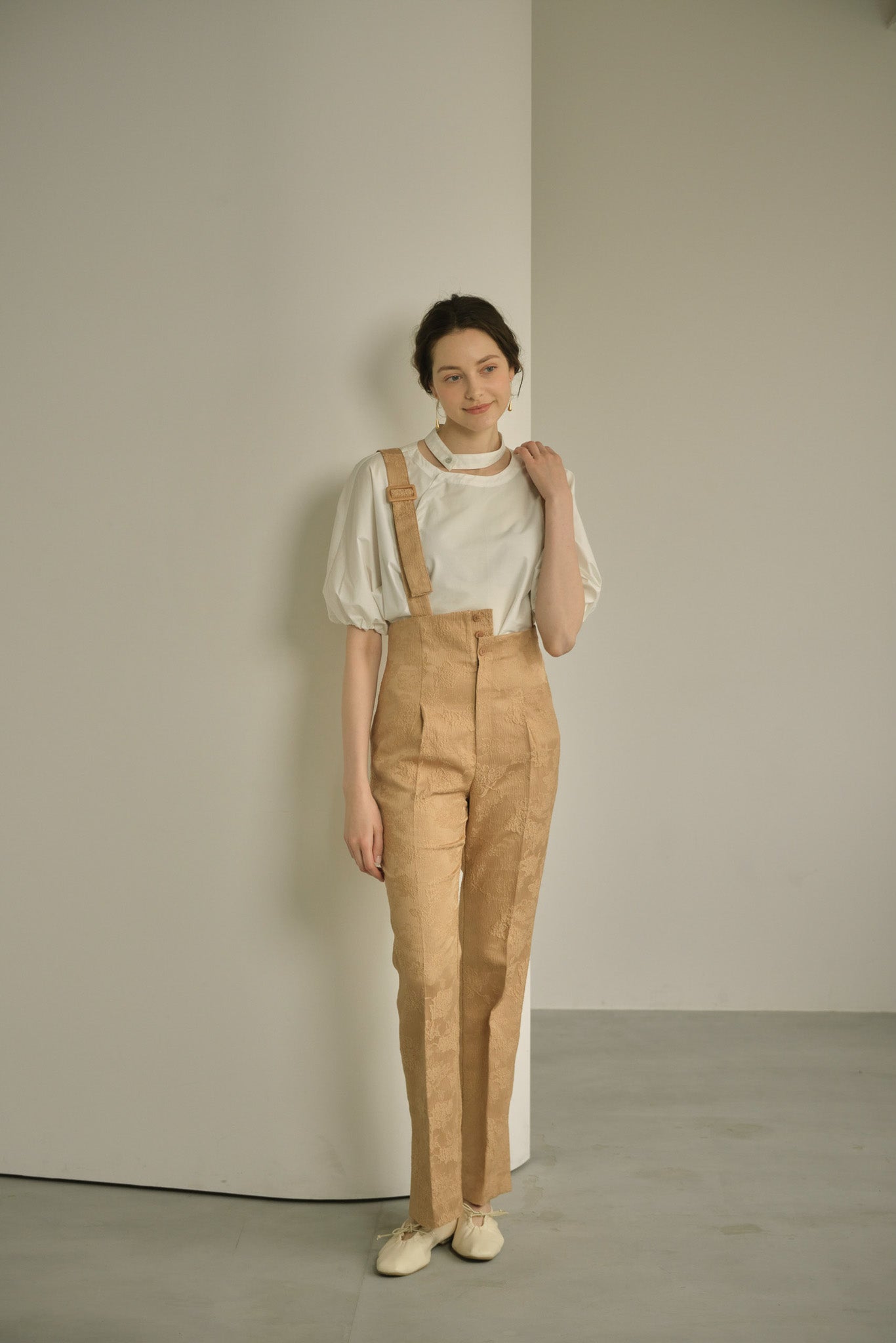 【23SS】jacquard asymmetry salopette