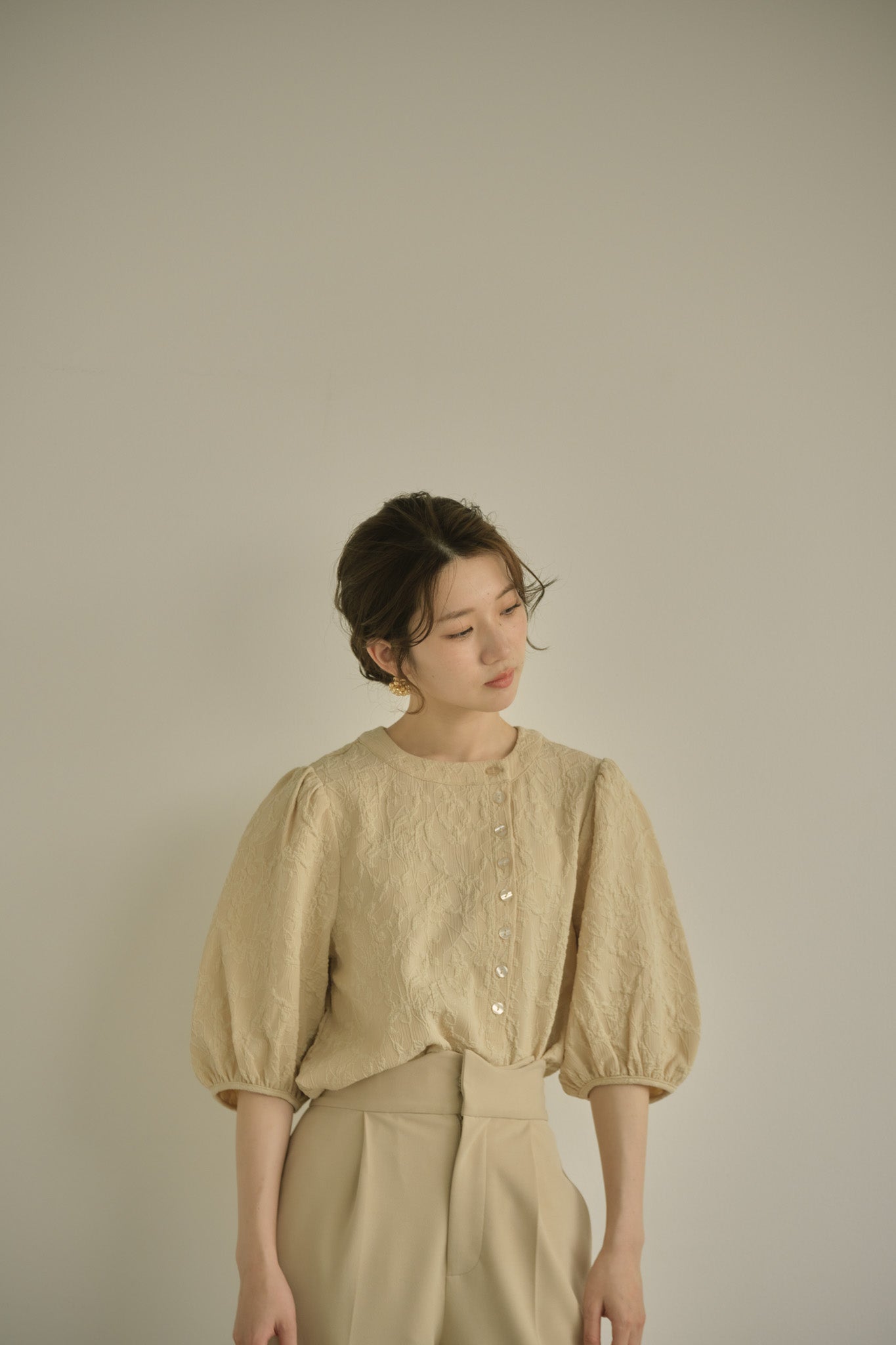 eaphi volume sleeve jacquard blouse ブラウス - シャツ/ブラウス