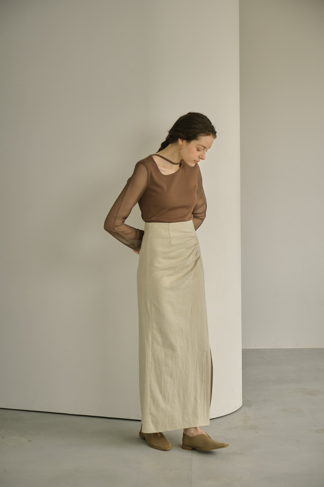 linen like gather skirt