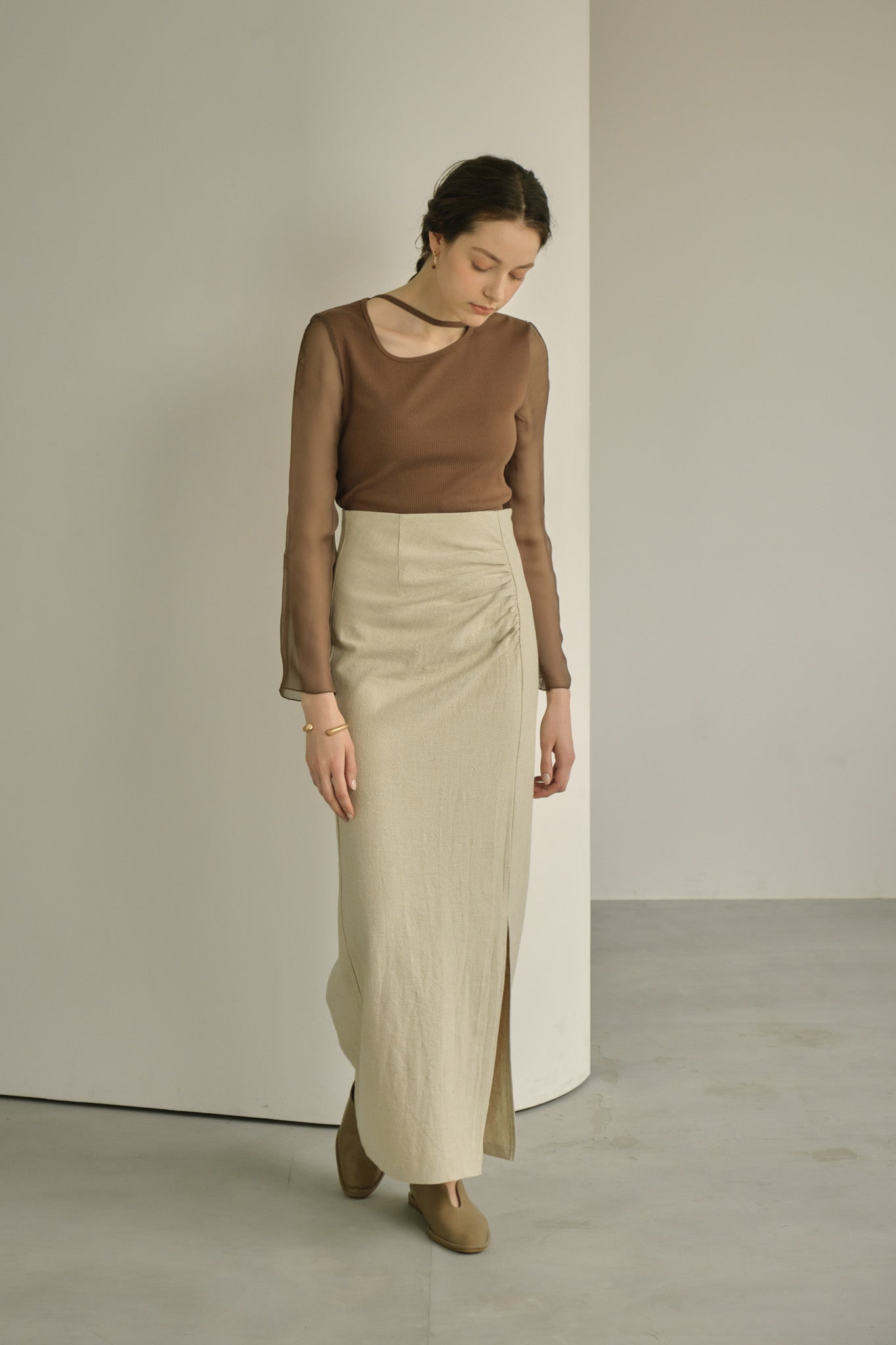 【23SS】linen like gather skirt