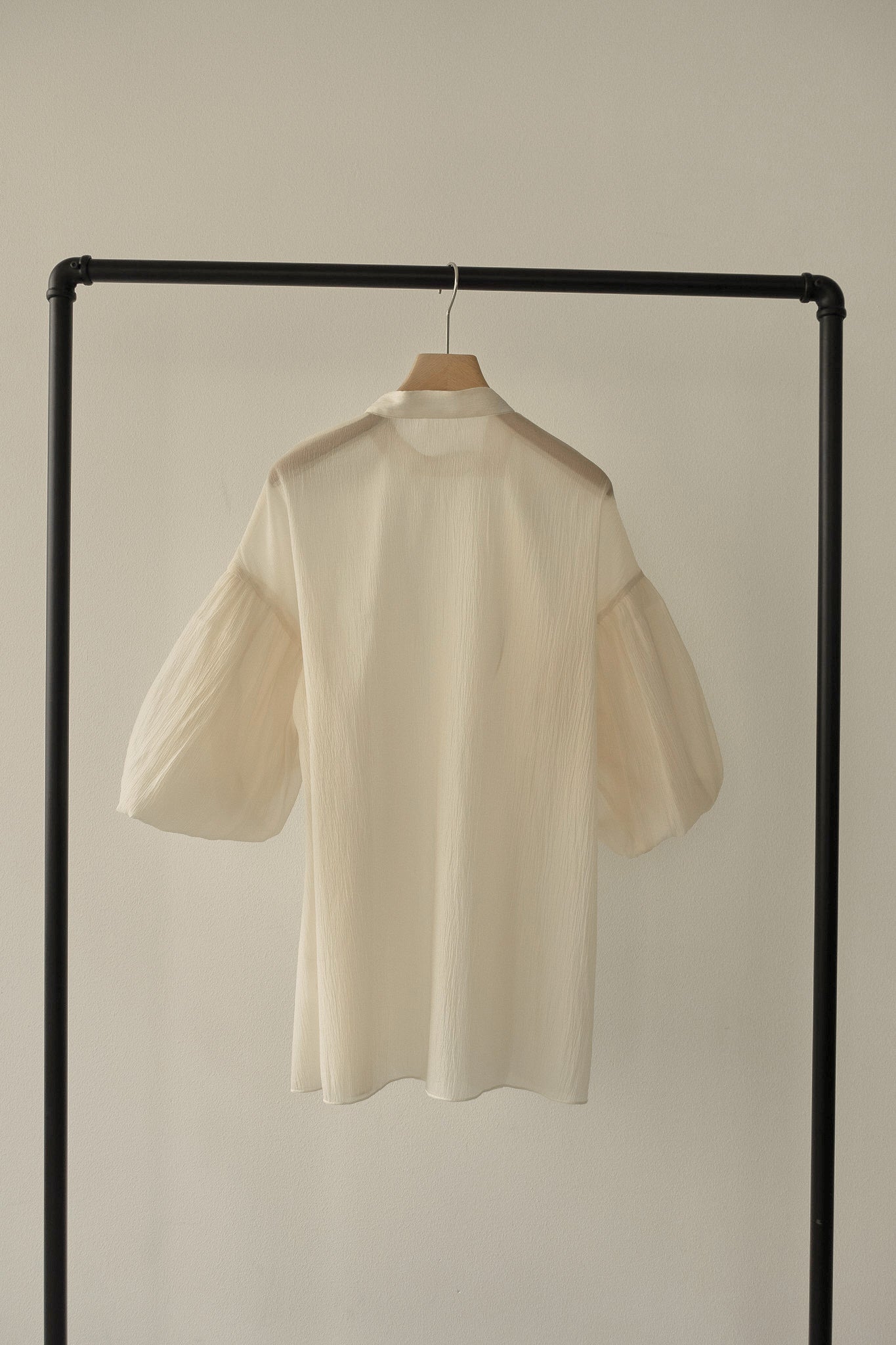 volume sleeve sheer blouse