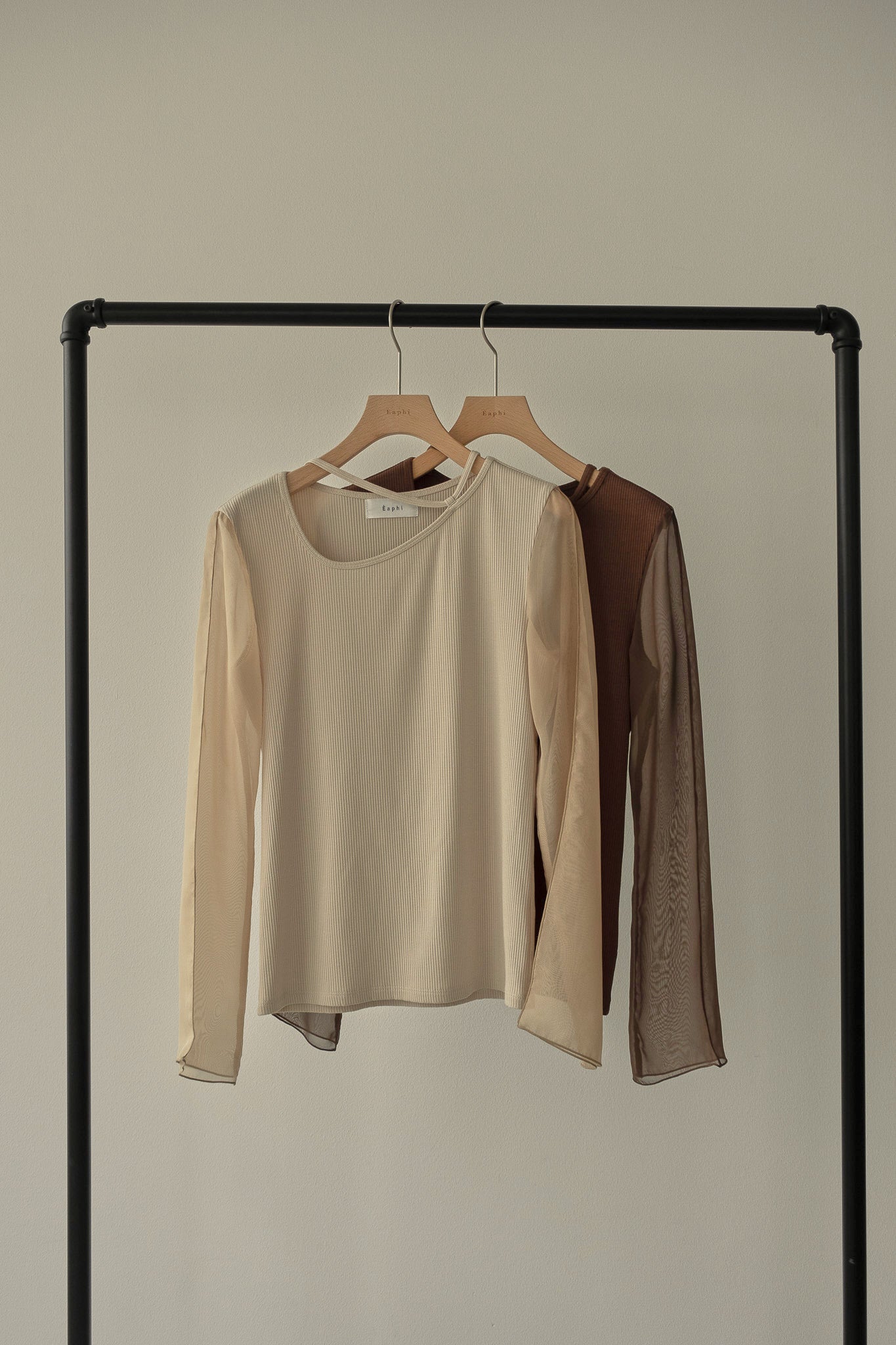 23SS】sheer sleeve strap tops – Eaphi