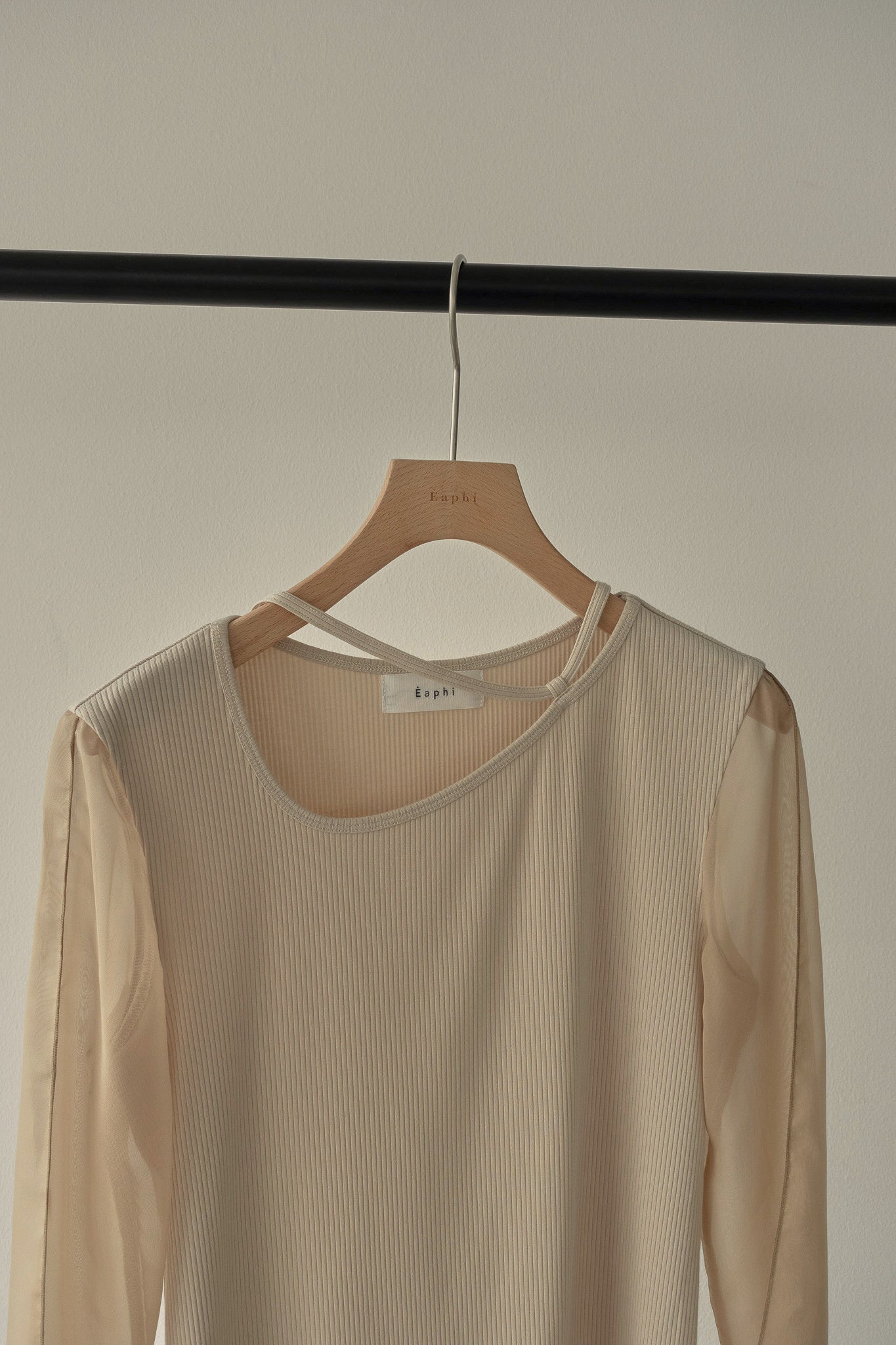 Eaphi sheer sleeve strap tops - Tシャツ/カットソー(七分/長袖)