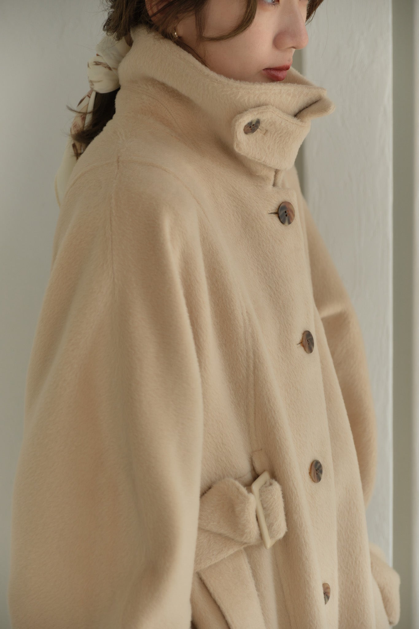 eaphi wave design shaggy long coat beige値下げは考えておりません
