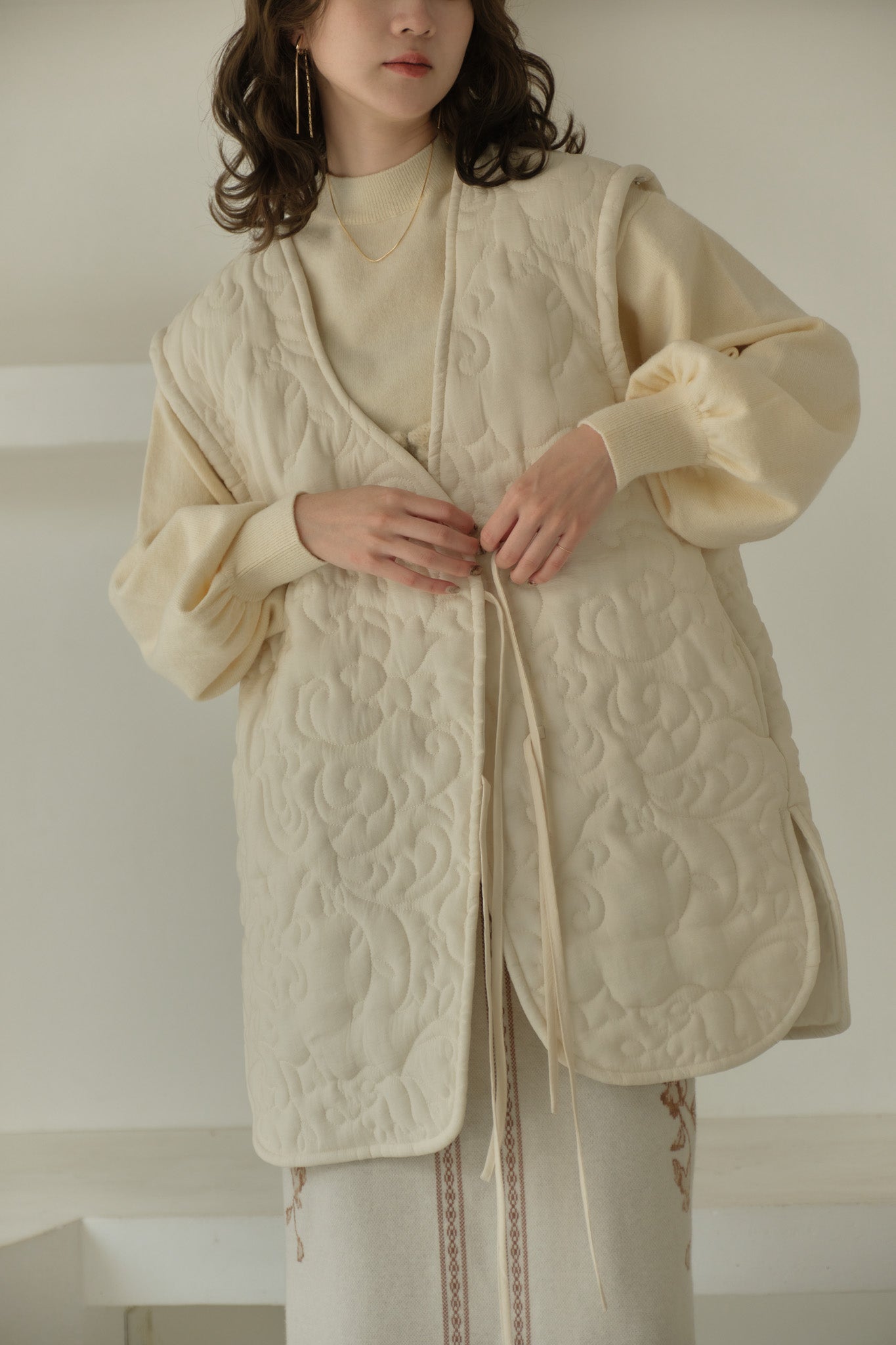 leaf pattern 2way quilting coat – Eaphi