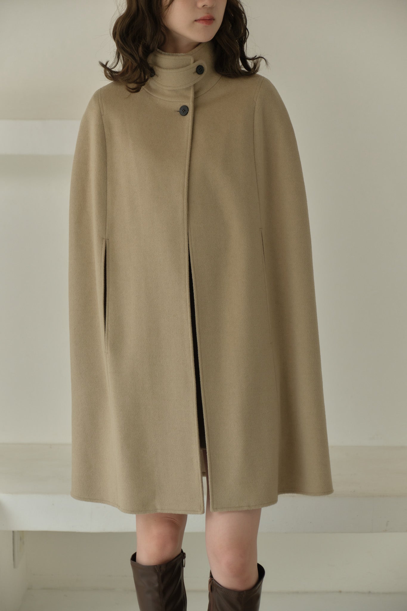 9,900円Eaphi high neck wool cape coat ケープコート