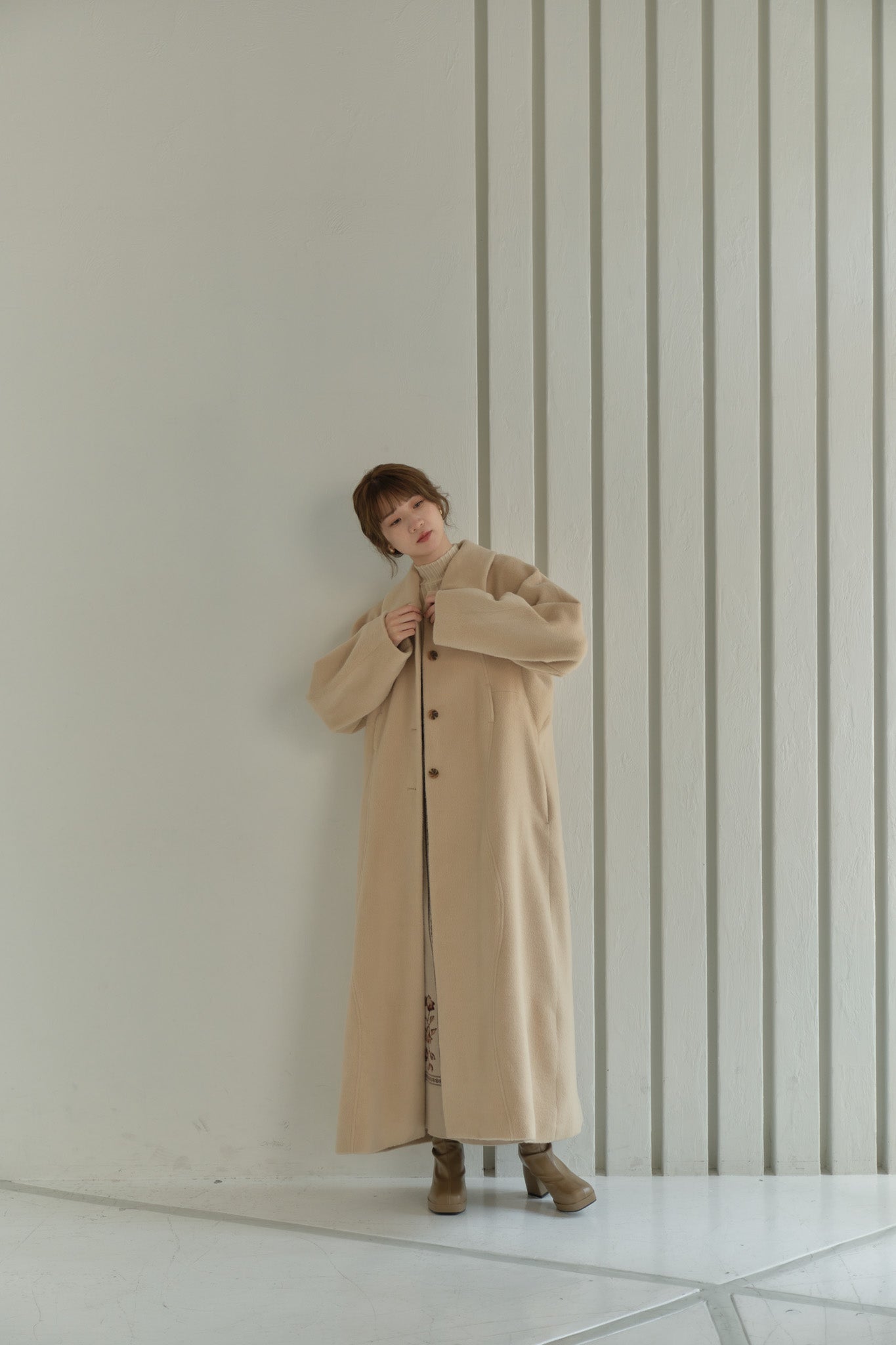wave design shaggy long coat – Eaphi
