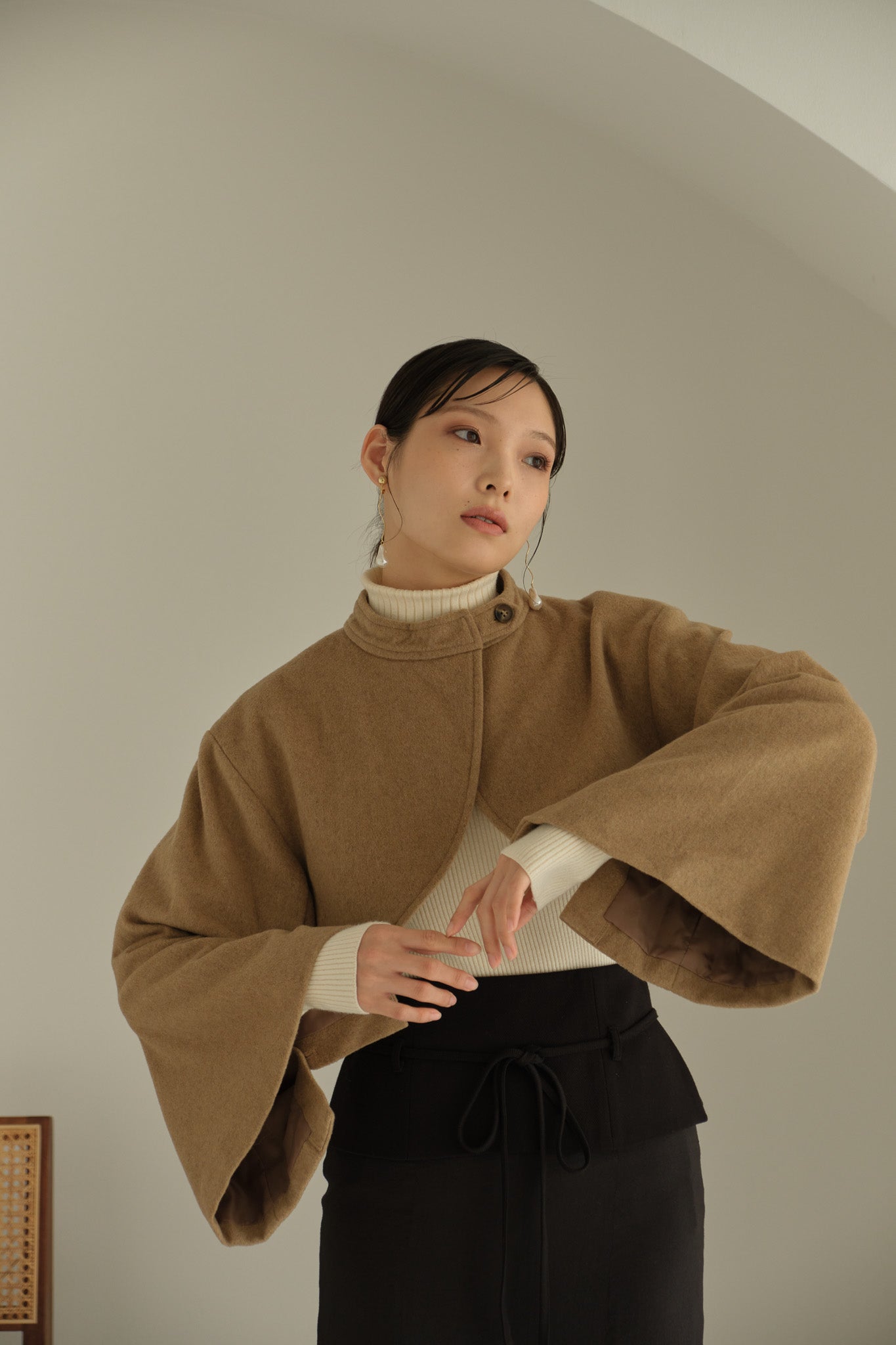 日本限定モデル】 Eaphi フリー coat midi volume standcollar ロング