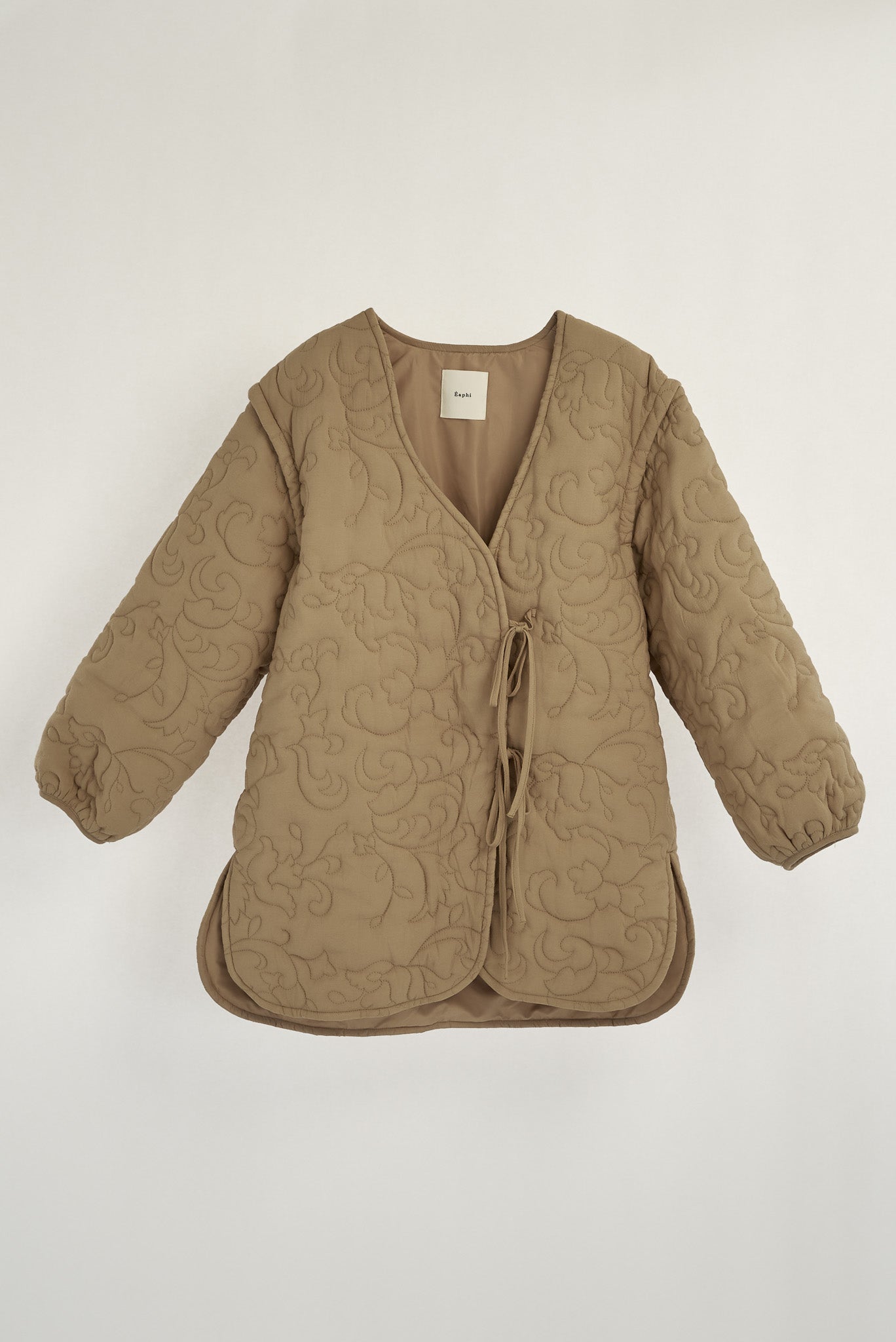 eaphi leaf pattern 2way quilting coat