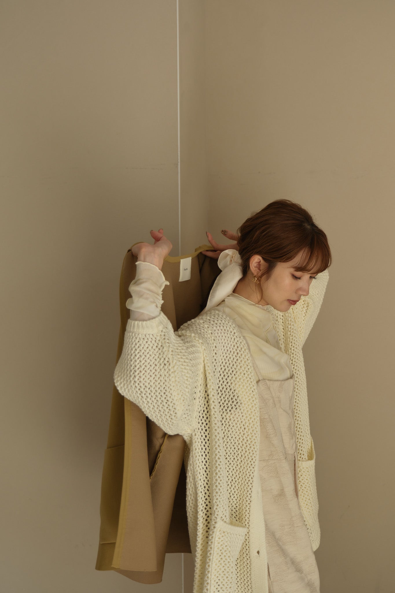 volume sleeve knit jacket