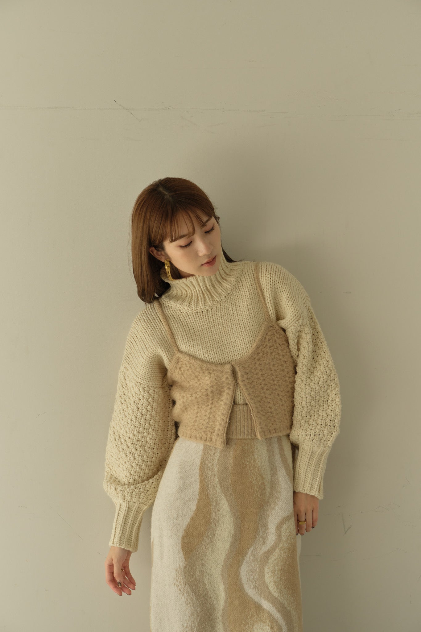 新規出店 Eaphi / back hollow ribbon knit beige | artfive.co.jp