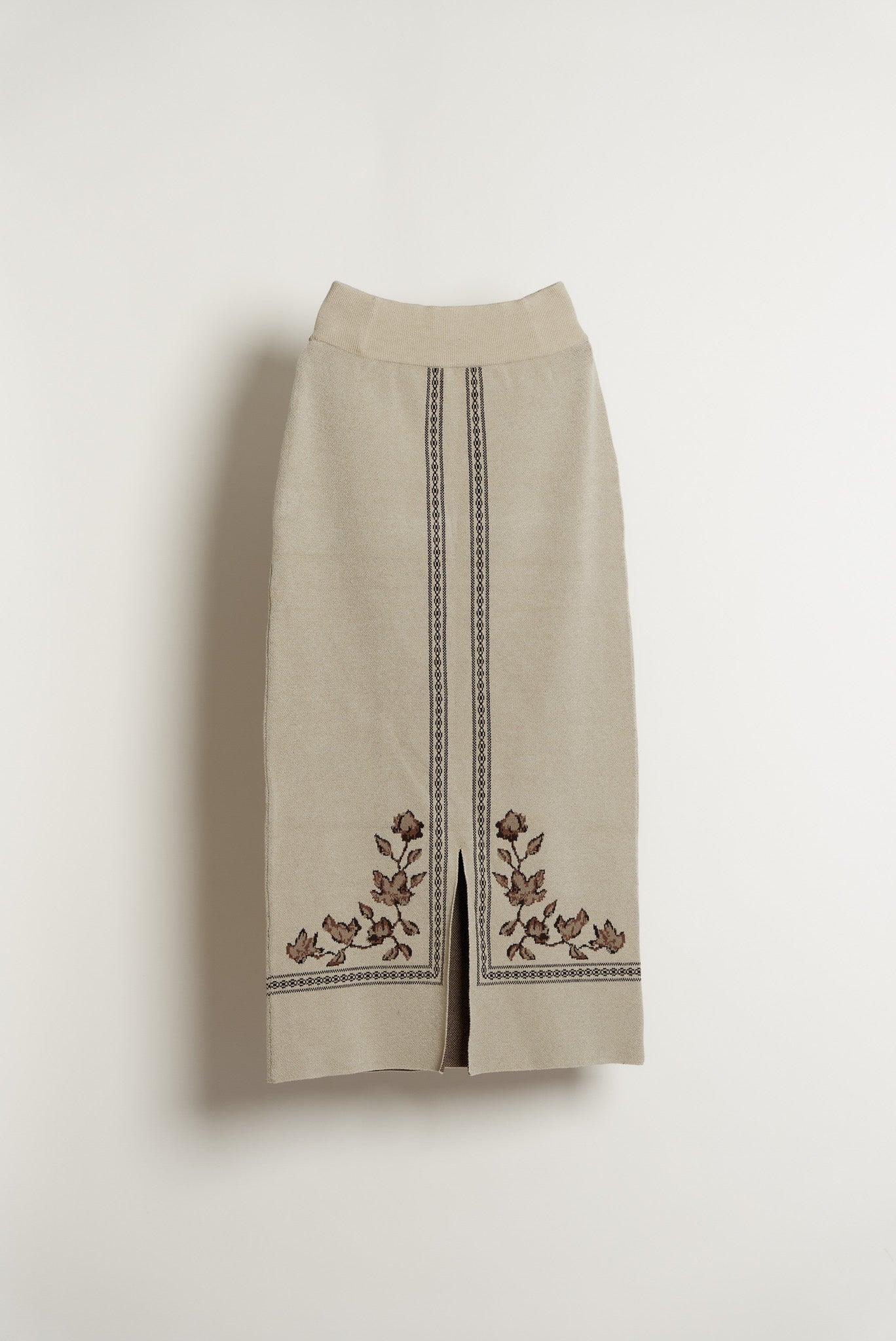 eaphi scarf motif knit skirt beigeファッション