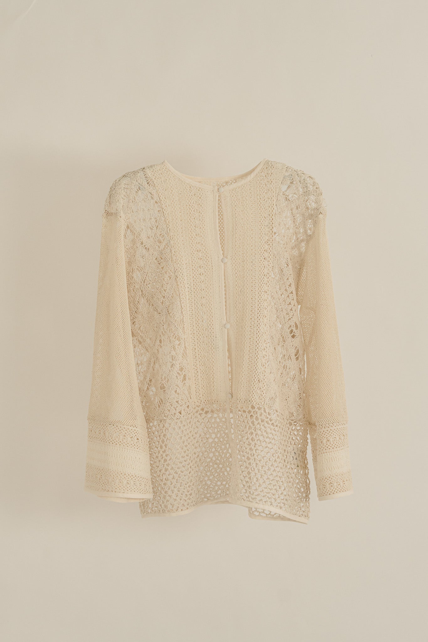Eaphi cotton lace patchwork blouse