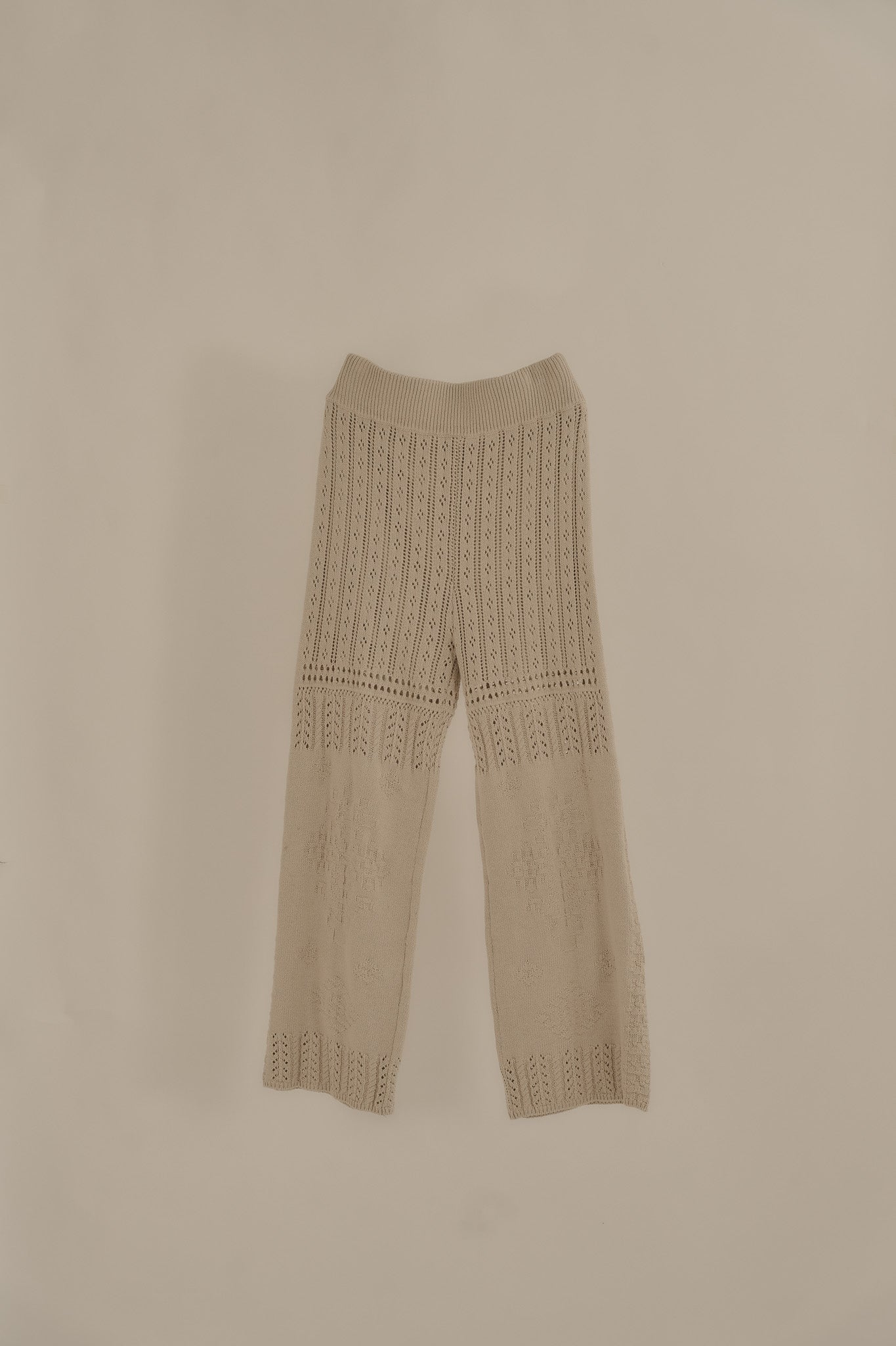 plant motif knit pants