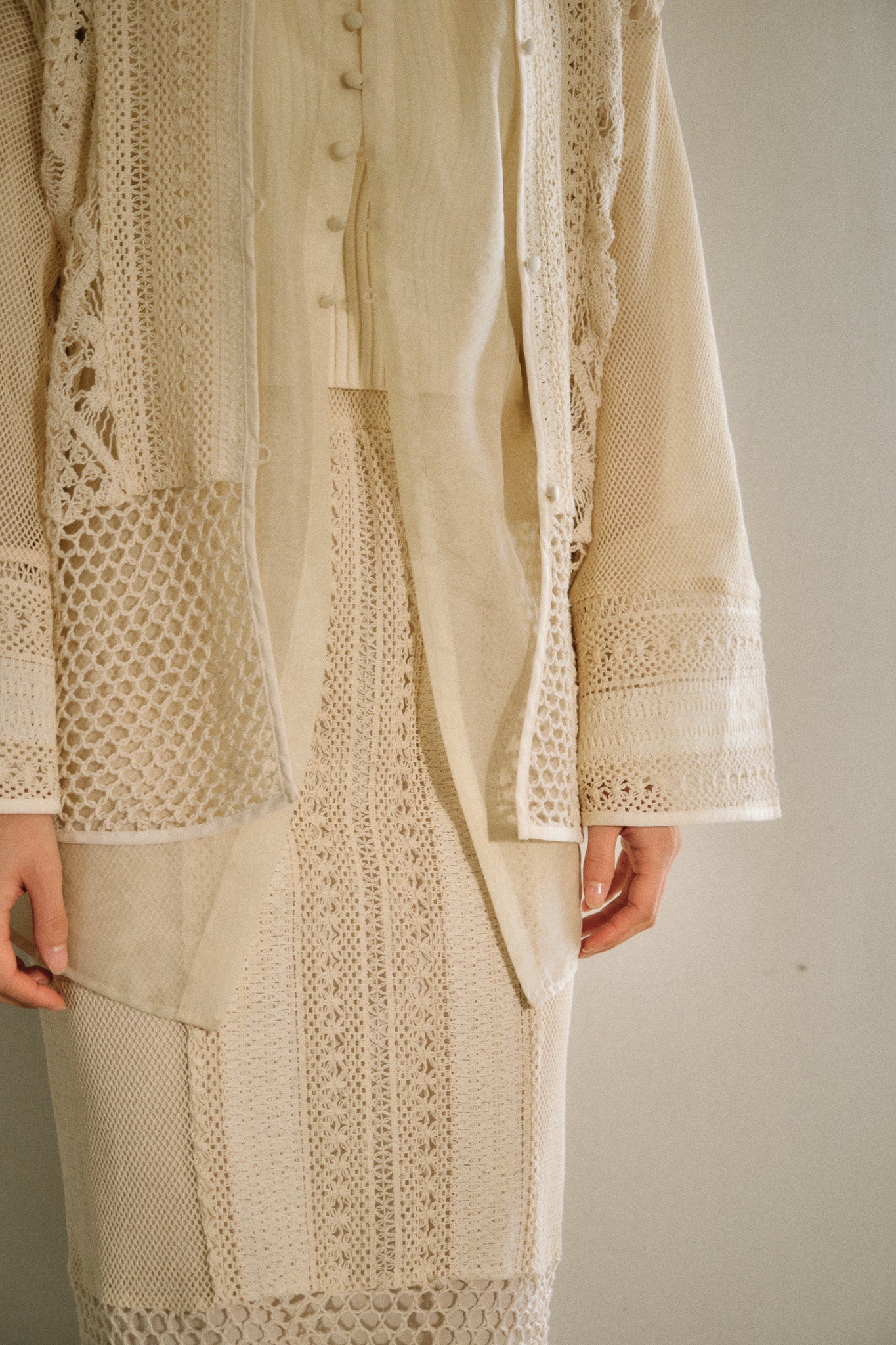 【Eaphi】cotton lace patchwork skirtヒップ461cm