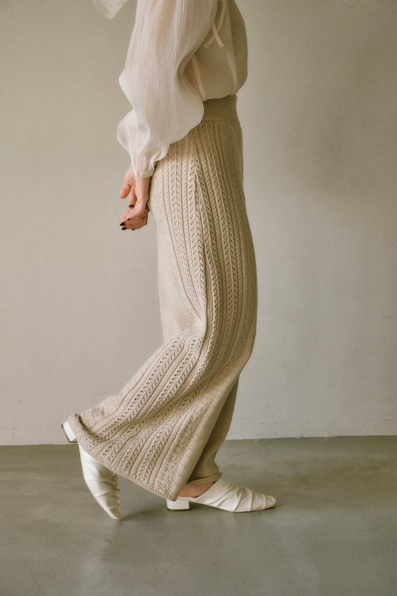 plant motif knit skirt