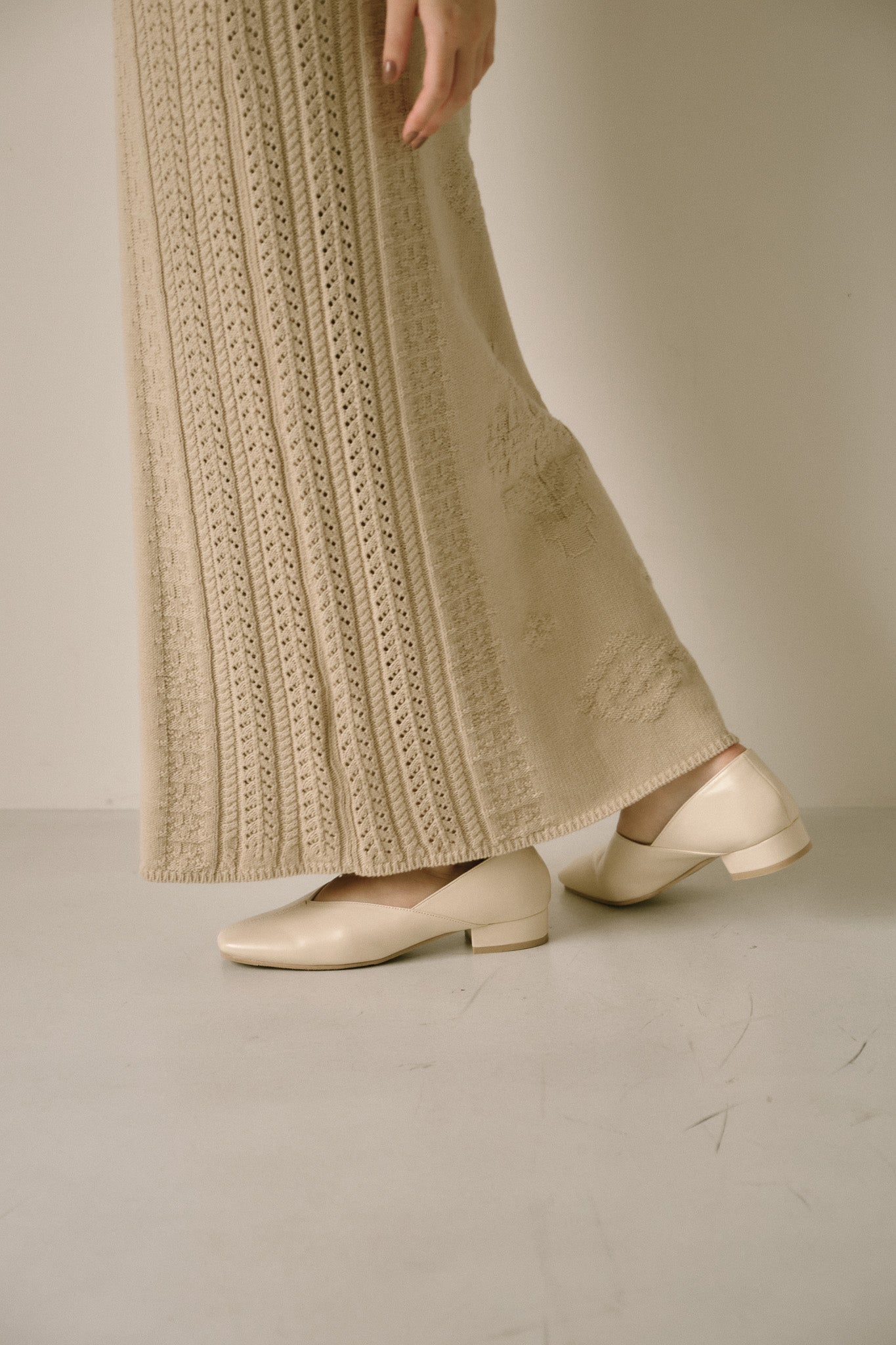 plant motif knit skirt