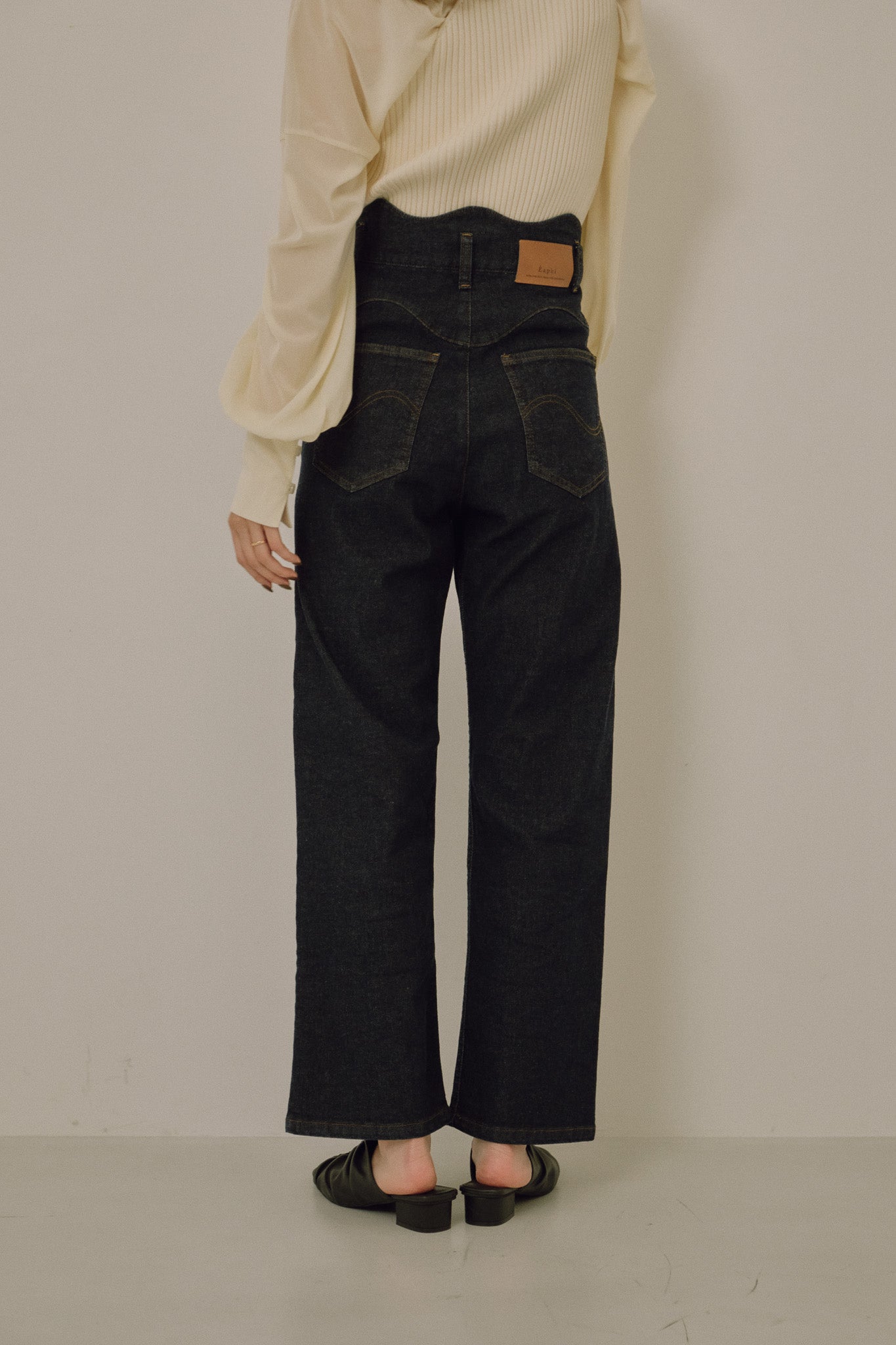 wave design high waist denim