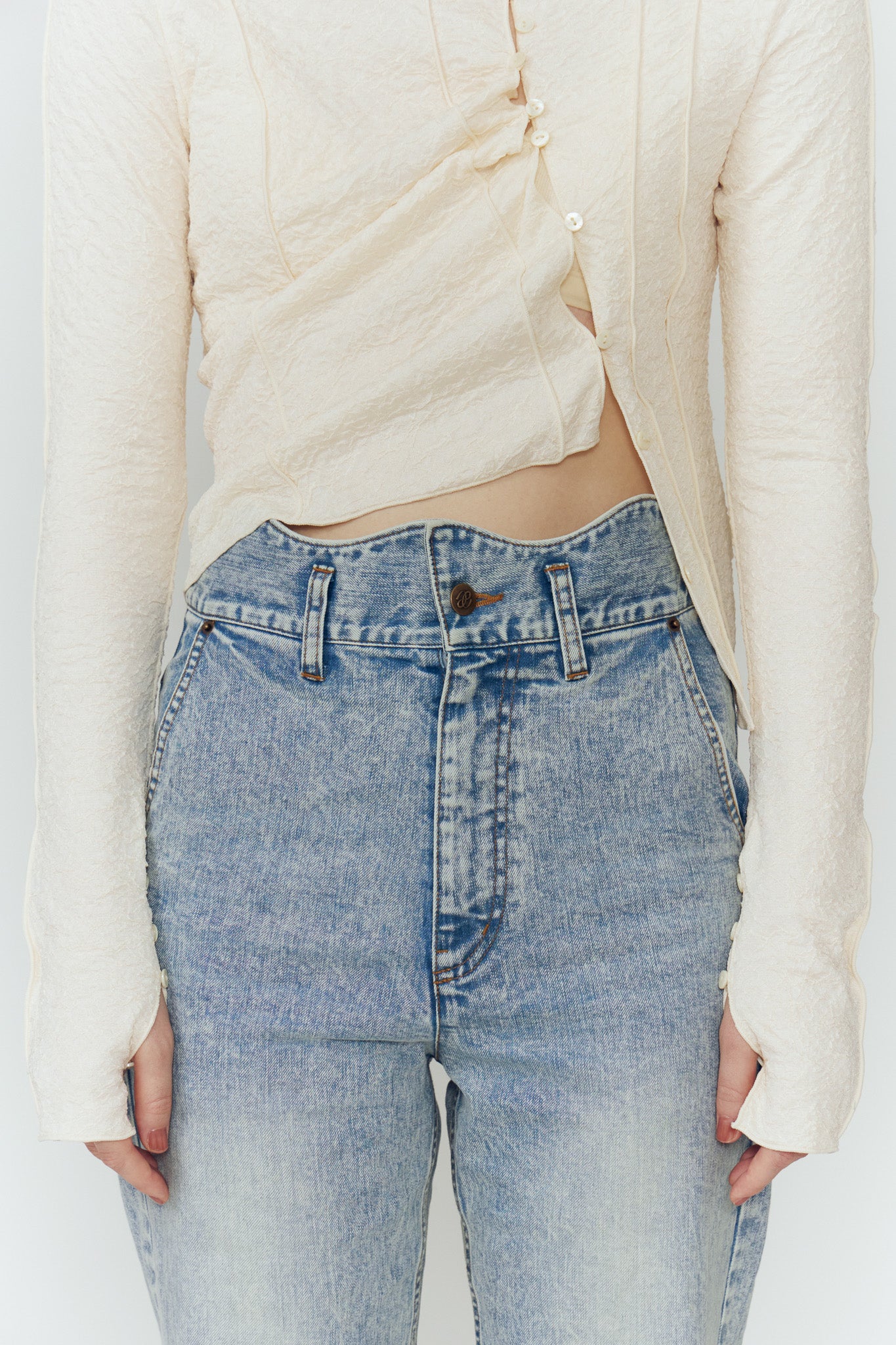 WAVE DESIGN HIGH WAIST DENIM