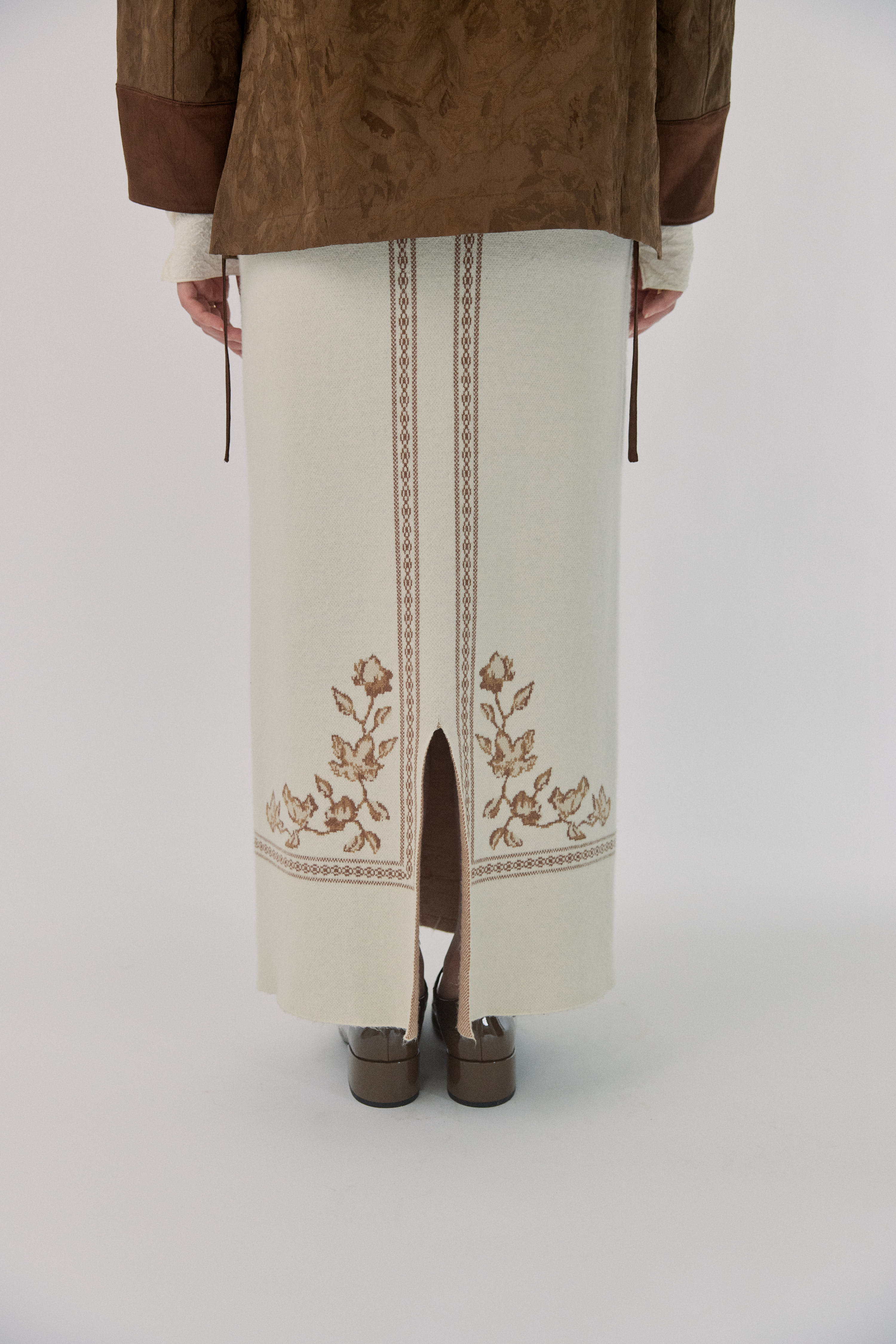 SCARF MOTIF KNIT SKIRT