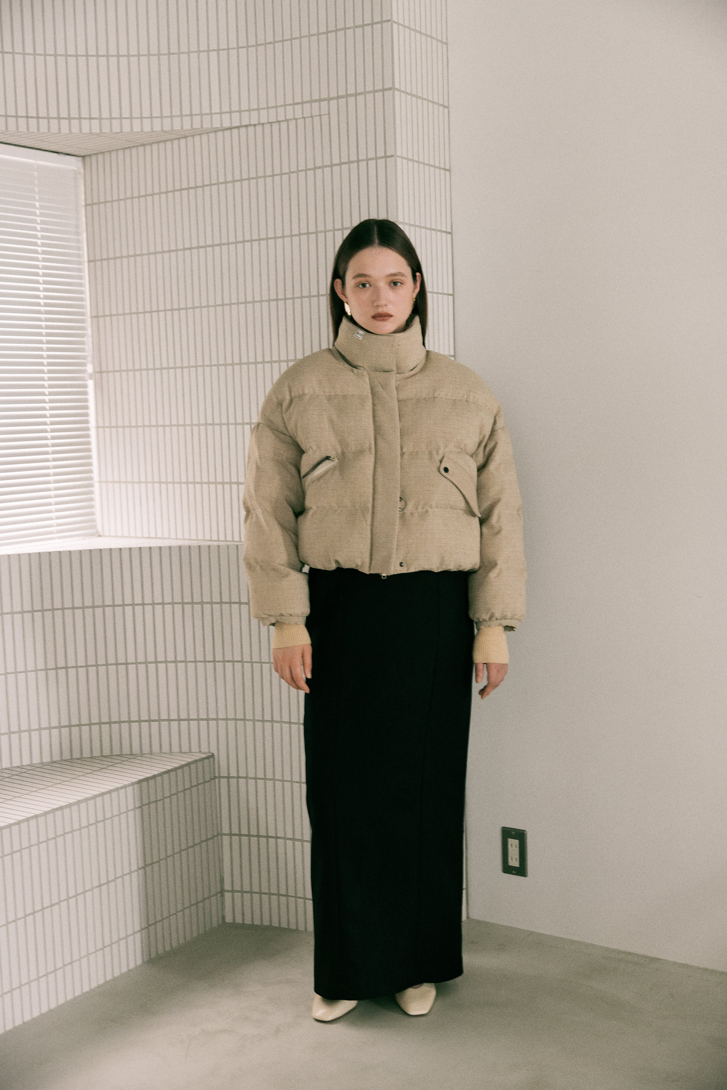 CHECK PATTERN PUFFER JACKET