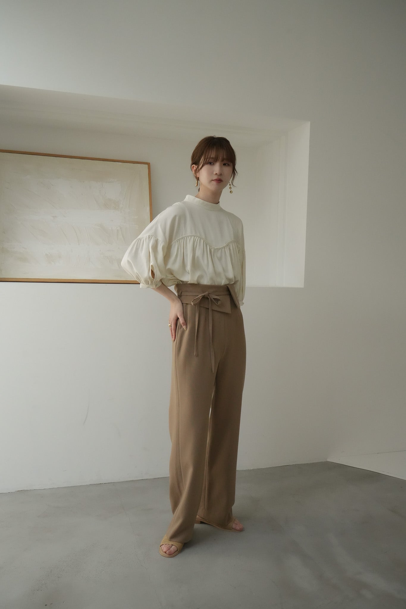 【23SS】asymmetry wrap belt pants