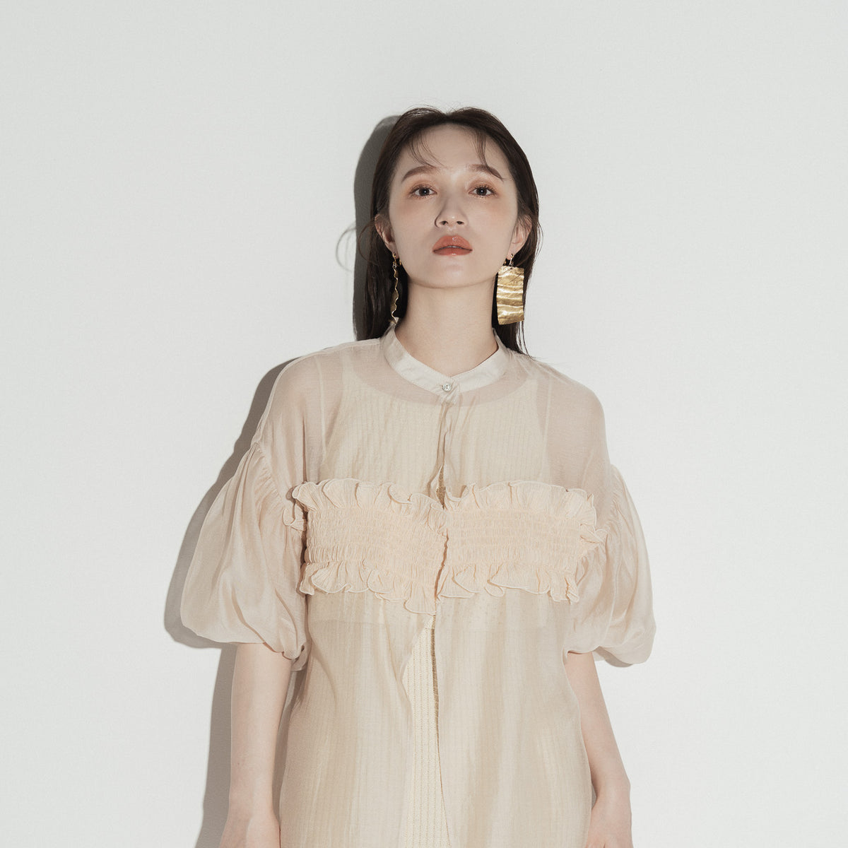 bustier line sheer blouse