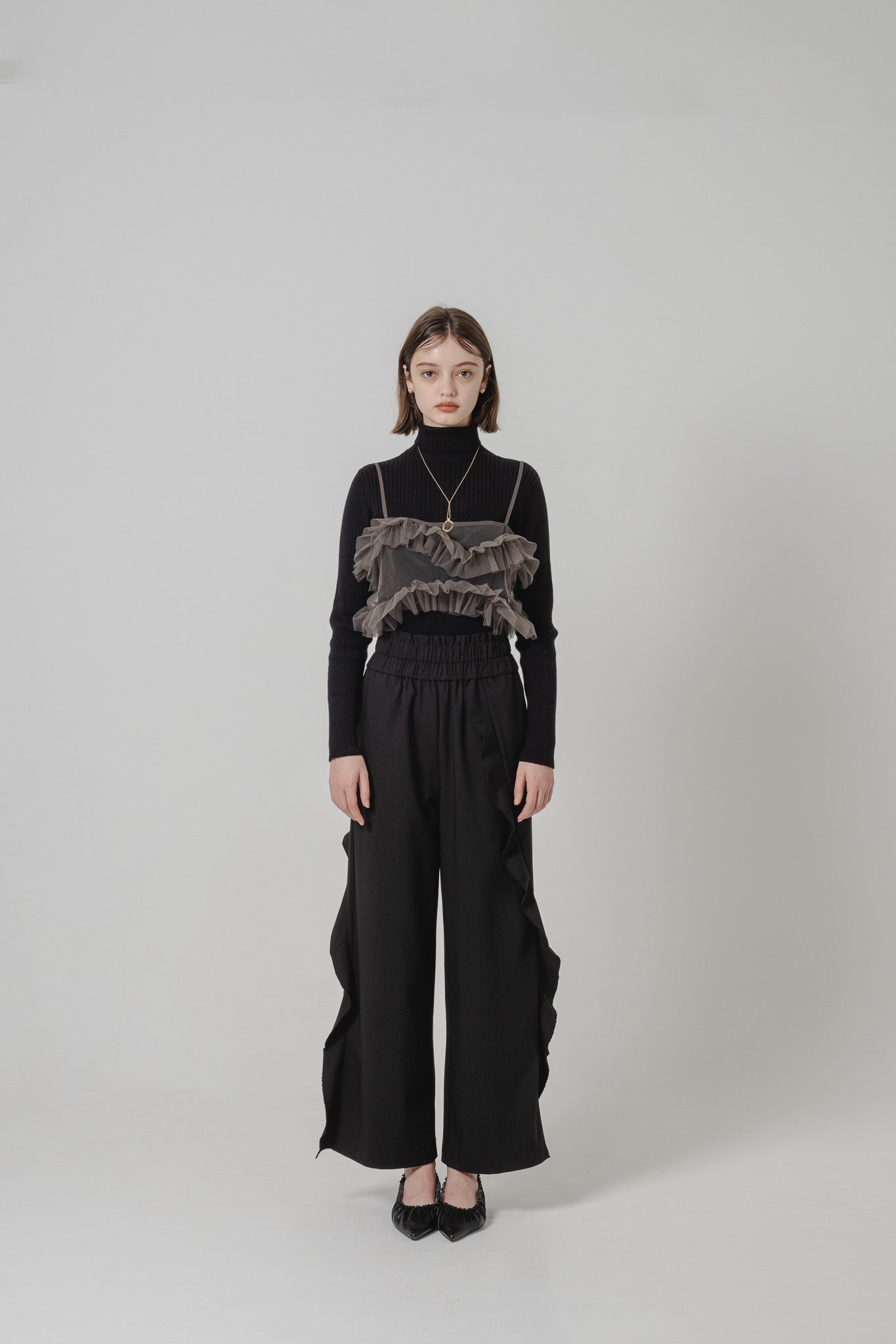 RANDOM RIB TURTLENECK KNIT