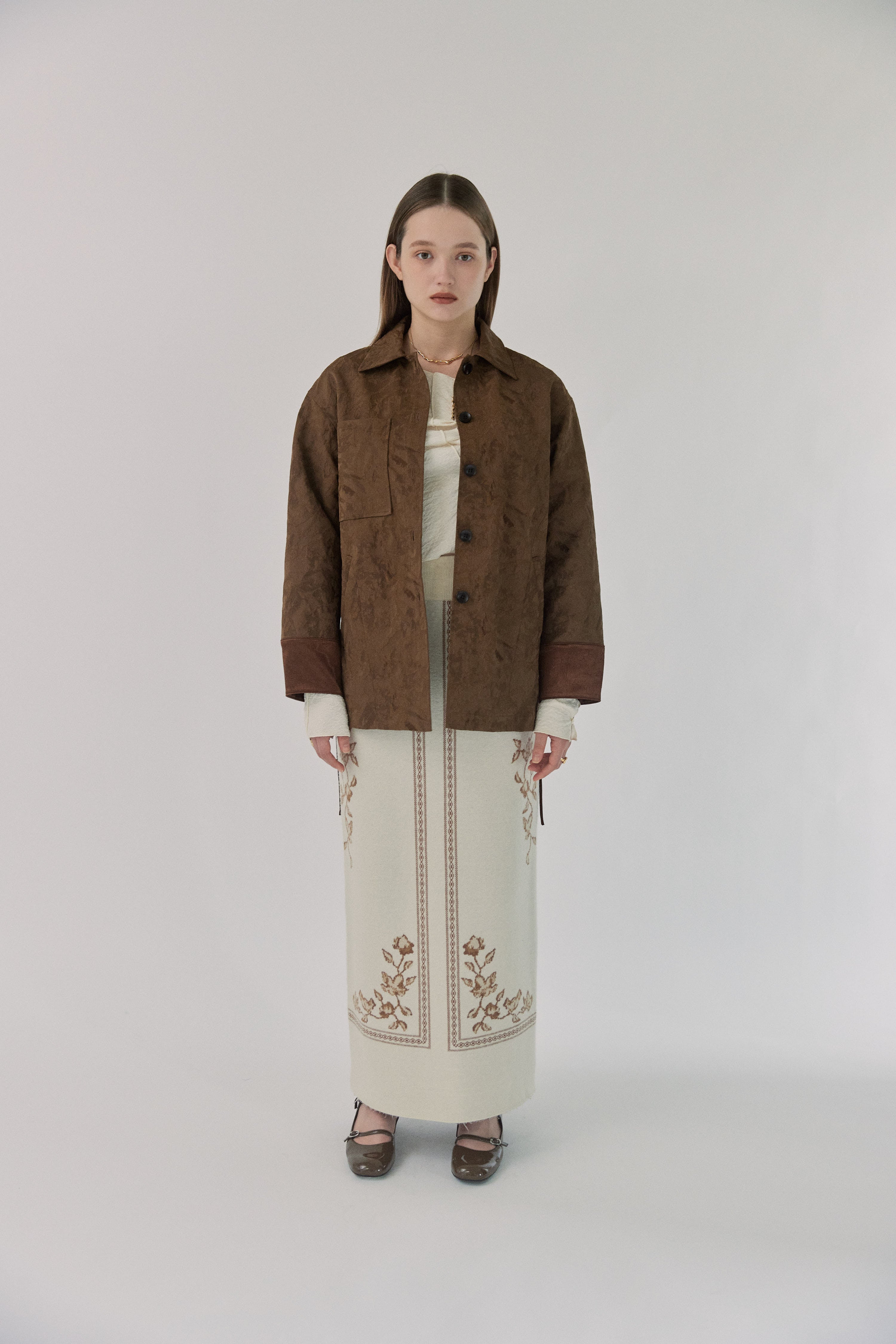 SCARF MOTIF KNIT SKIRT